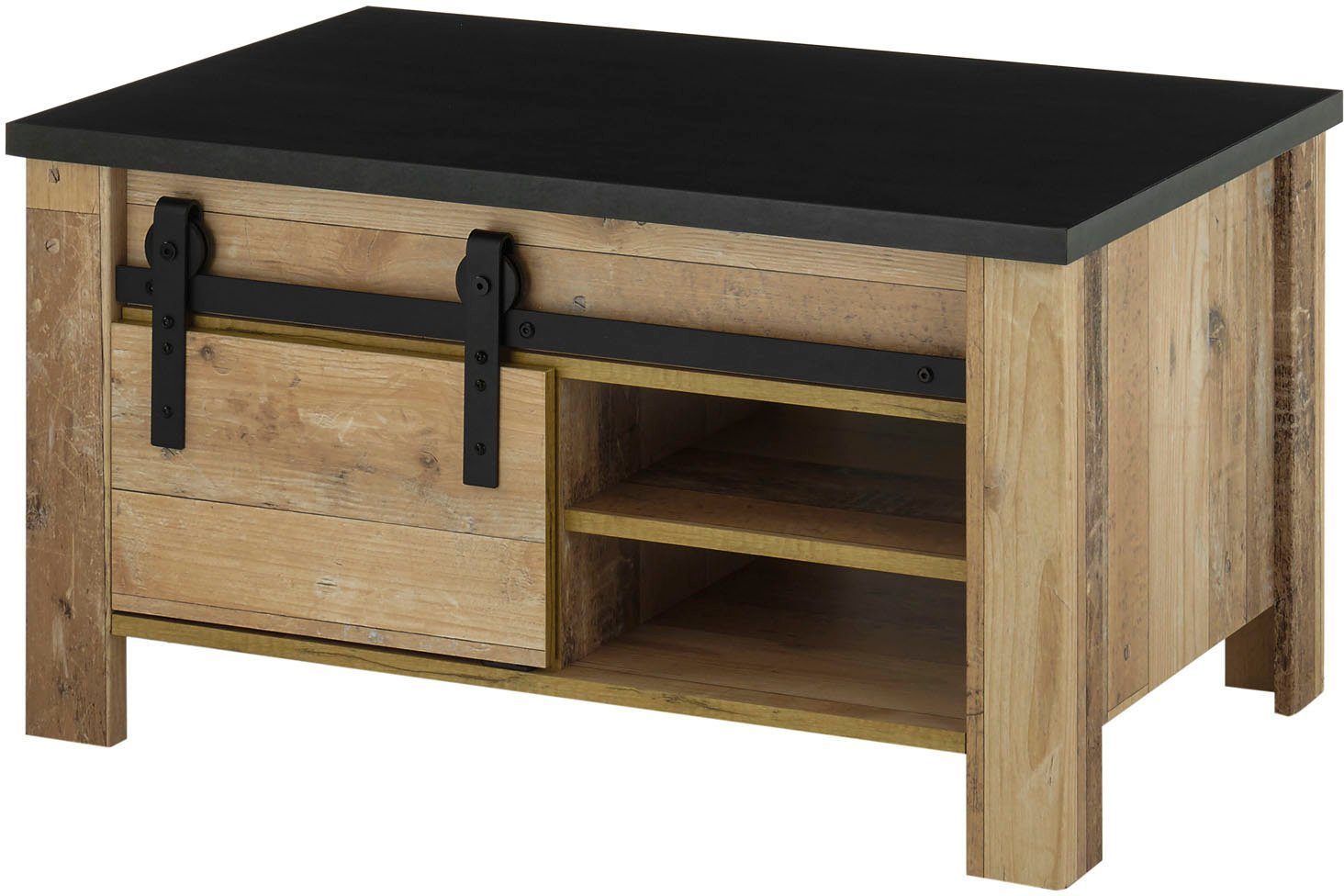 Home affaire Couchtisch Sherwood, Beistelltisch, Wohnzimmertisch, Sofatisch, Tisch, mit Scheunentorbeschlag aus Metall, in 2 Farben erhältlich – Bild 4 von 5