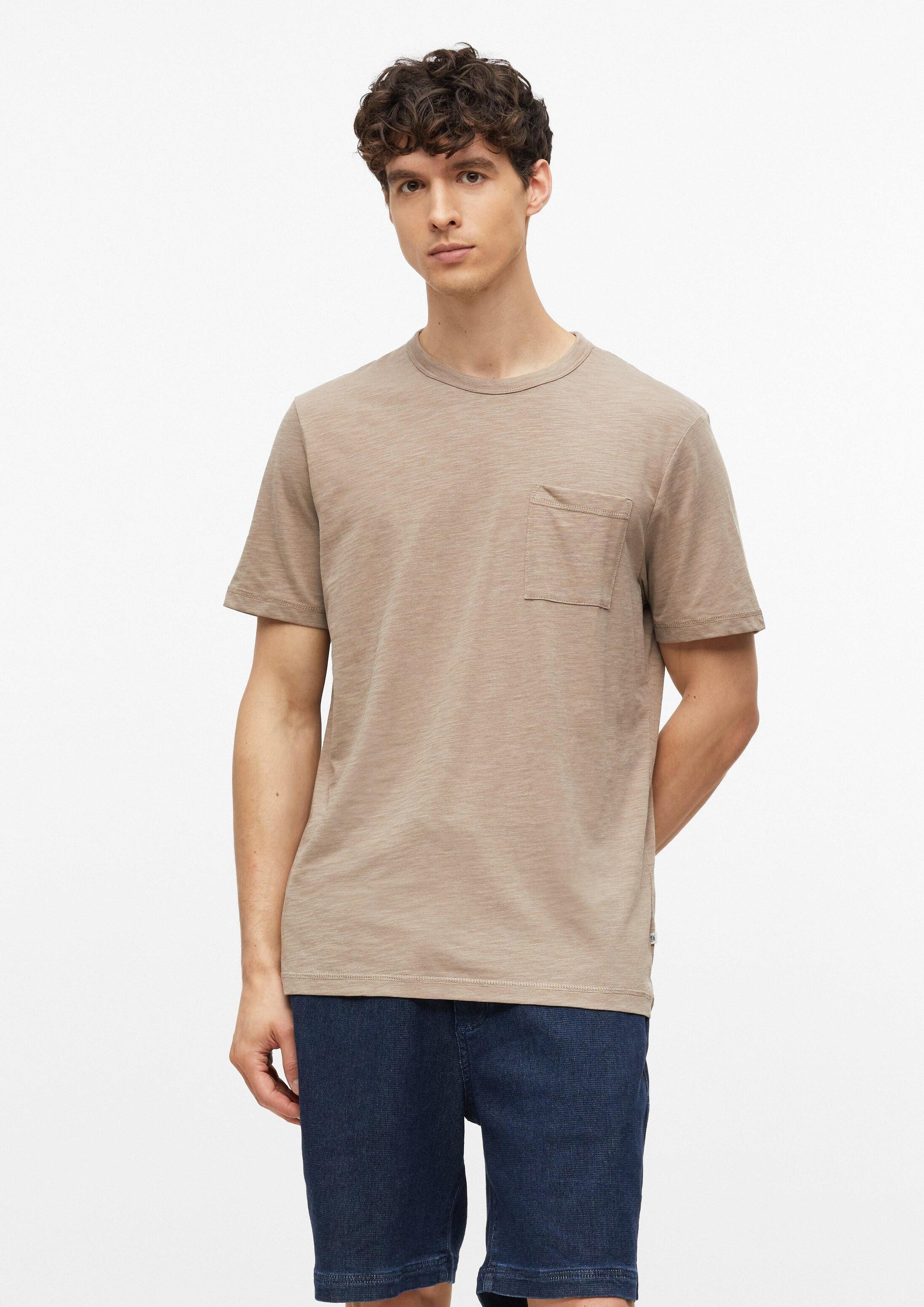 s.Oliver Kurzarmshirt T-Shirt Meliertes T-Shirt aus Baumwollmix mit Brusttasche