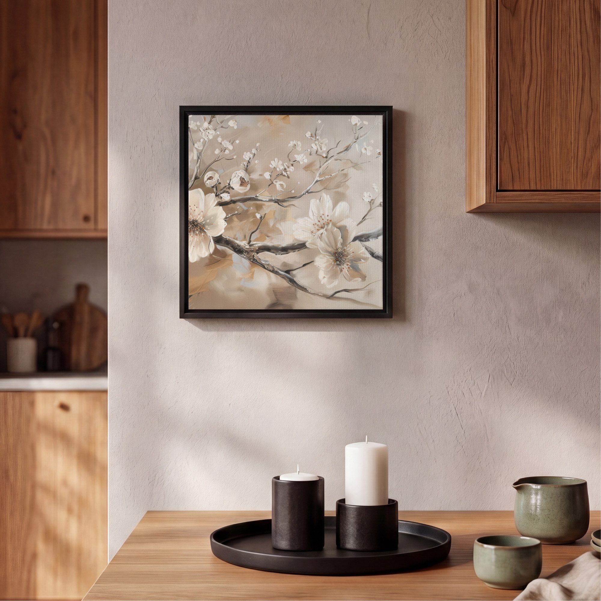 OneMillionCanvasses® Leinwandbild mit Rahmen - Blumen - Natur - Weiß - Blüte - Abstrakt, Fotodruck (1 St), Leinwand Bilder Klein, Wand Dekoration Aesthetic 20x2 – Bild 2 von 5