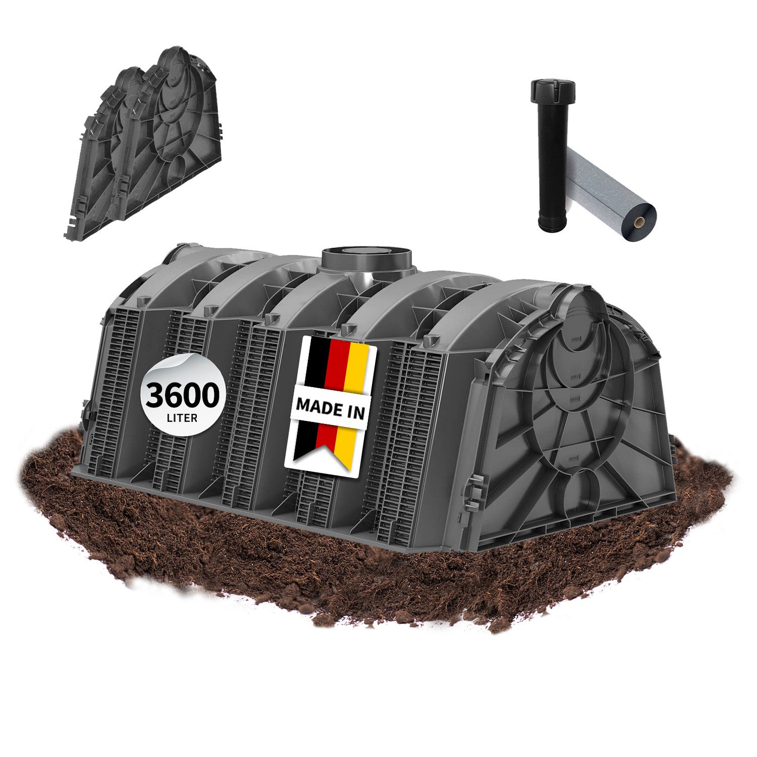GARANTIA Dachrinne Sicker-Tunnel Versickerungsset 3600 Liter