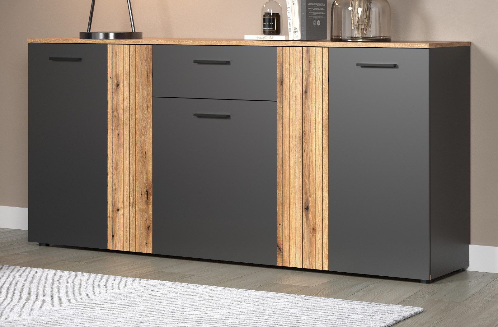 Furn.Design Sideboard Avila (Sideboard in grau mit Evoke Eiche, 181 x 86 cm günstig online kaufen
