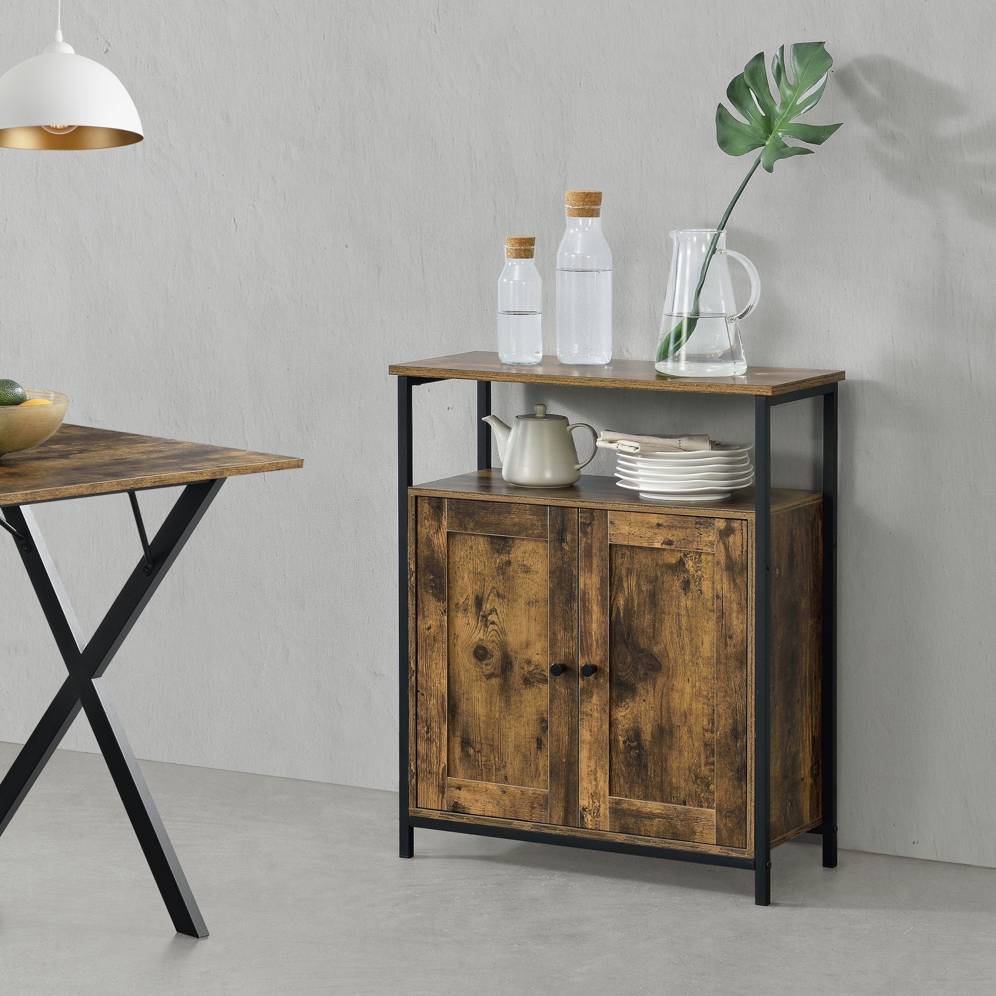 en.casa Beistellschrank Aremark Sideboard 79x60x30cm Schwarz günstig online kaufen