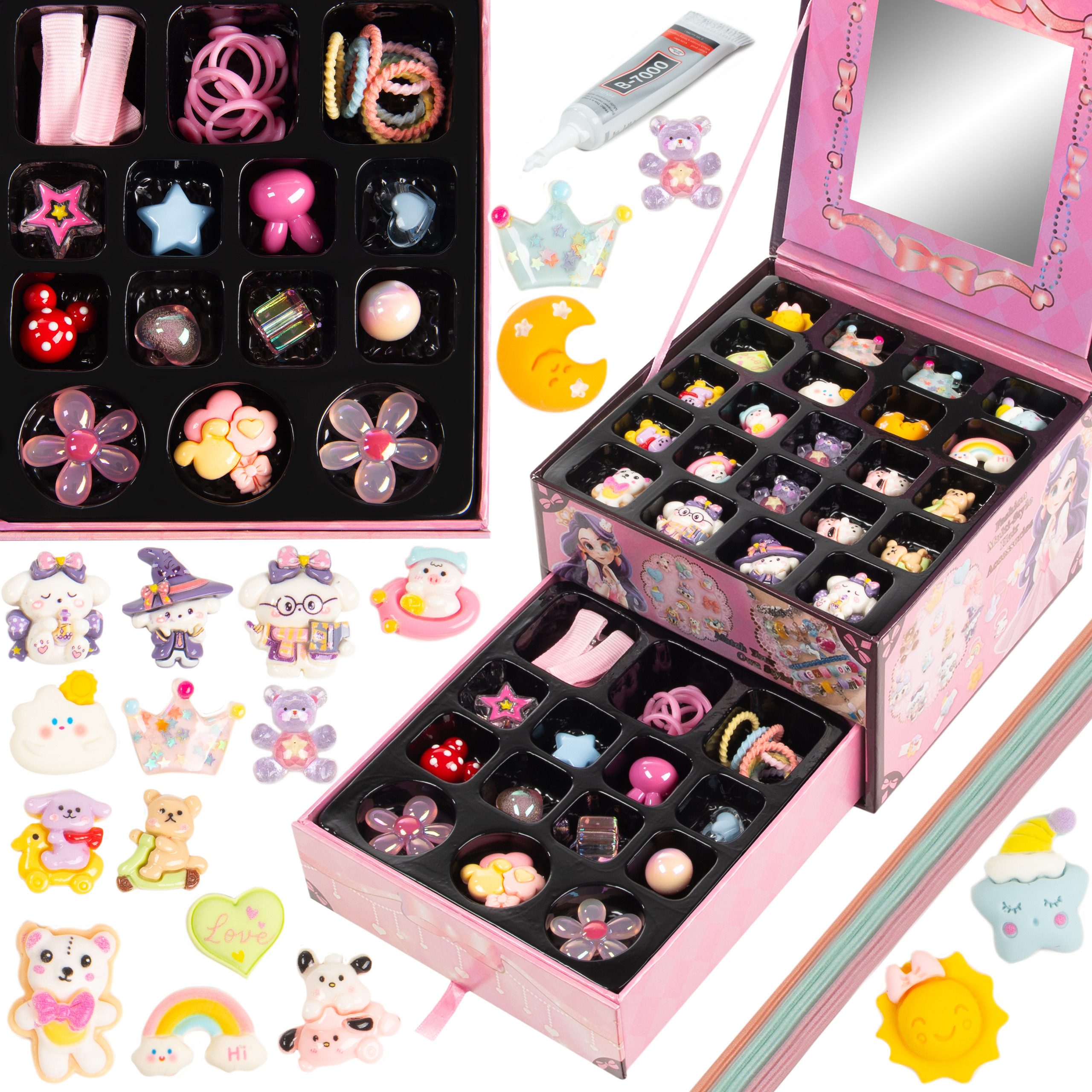 Schmuckset Kinderschmuck, Perlen zum Auffädeln, Selbstbausatz, DIY