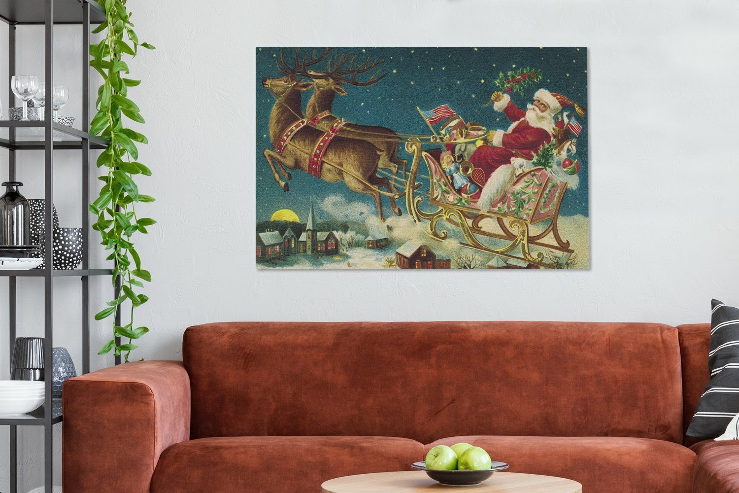 120x80 St), Vintage, Leinwandbild Wohnbereiche, Wandbild OneMillionCanvasses® (1 großes, XXL, für Winter alle Gemälde, Weihnachten - - cm