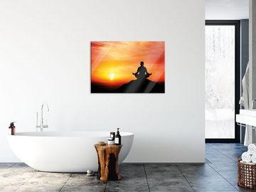 Pixxprint Glasbild Meditation im Sonnenuntergang, Meditation im Sonnenuntergang (1 St), Glasbild aus Echtglas, inkl. Aufhängungen und Abstandshalter