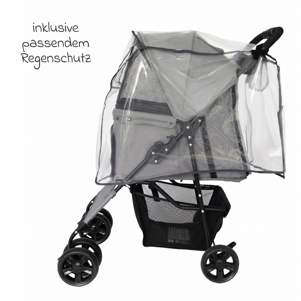 Osann Hundebuggy My Friend - Grau, Hundebuggy Hundewagen Haustier Buggy bis 15 kg inkl. Regenschutz