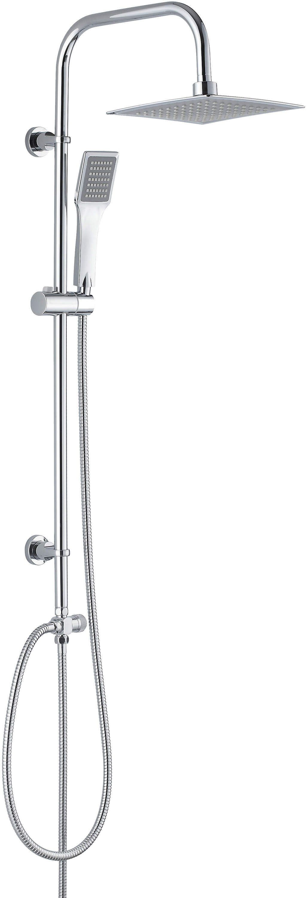 Duscharmatur Duschsystem, 1-Funktion Regen, Quadrat, Chrom