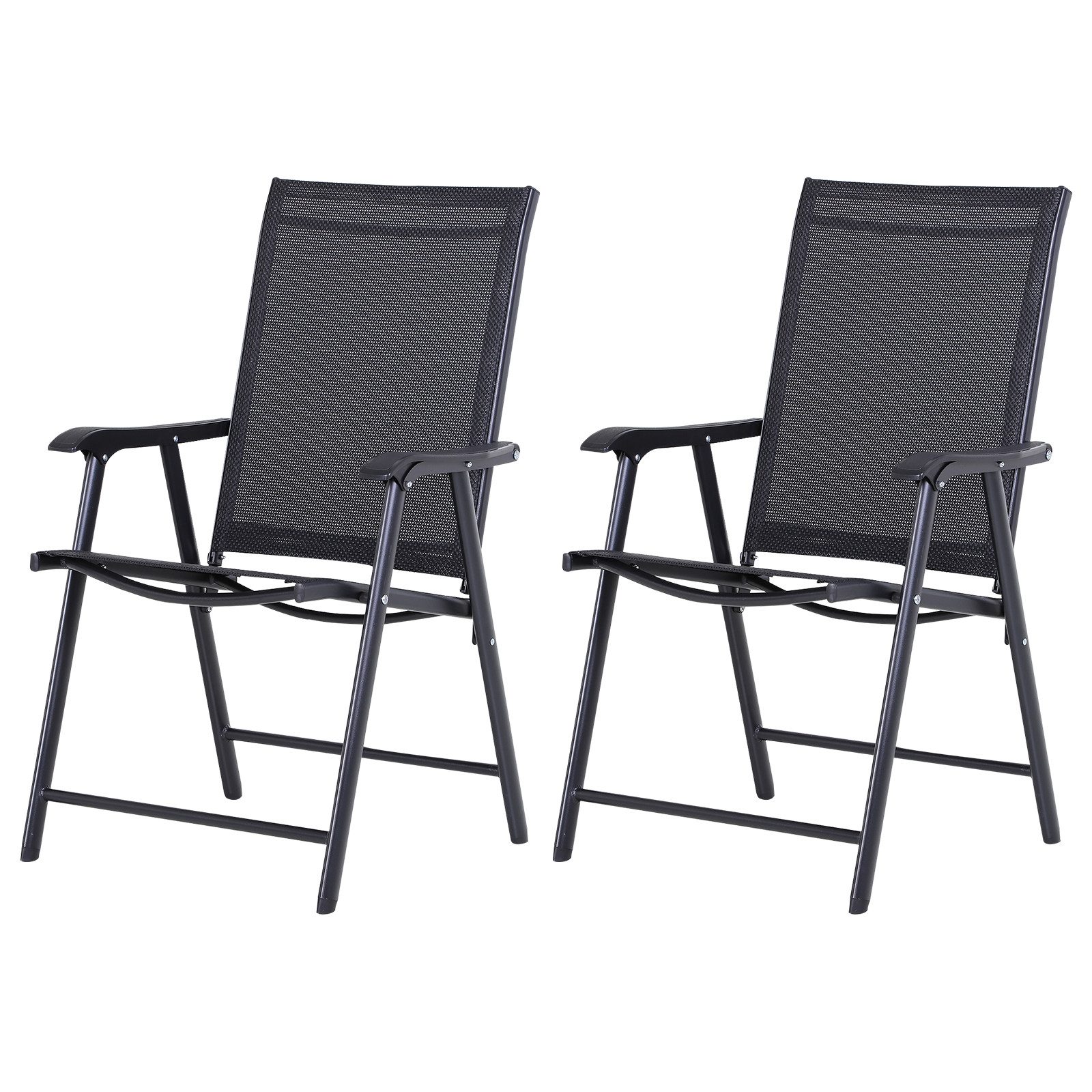 MC Star Campingstuhl 2er Set Klappstuhl mit Armlehnen, Angelstuhl aus Metall Schwarz (58x64x94cm, ideal für Outdoor & Freizeit)