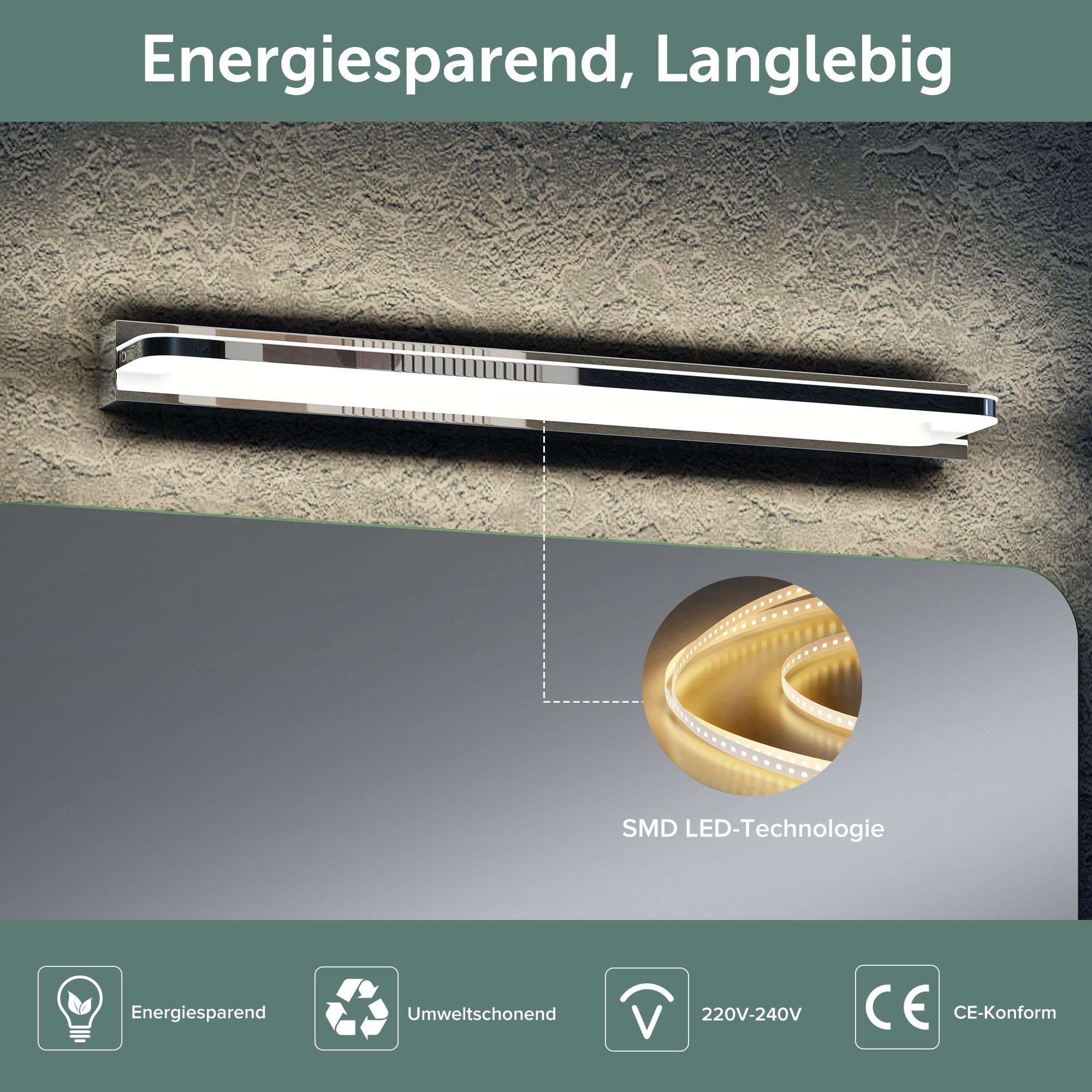 doporro LED Spiegelleuchte Wandlampe Wandleuchte Spiegellampe Badlampe Badleuchte SparkLuxe – Bild 4 von 5