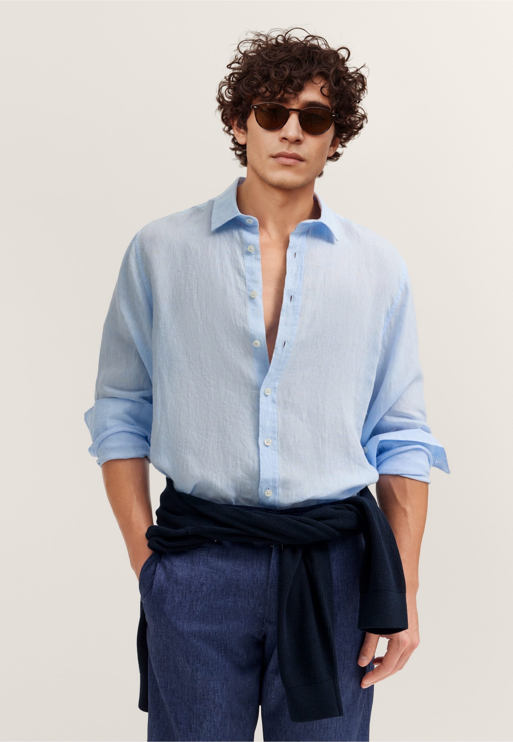 bugatti Leinenhemd Modern Fit mit Kentkragen