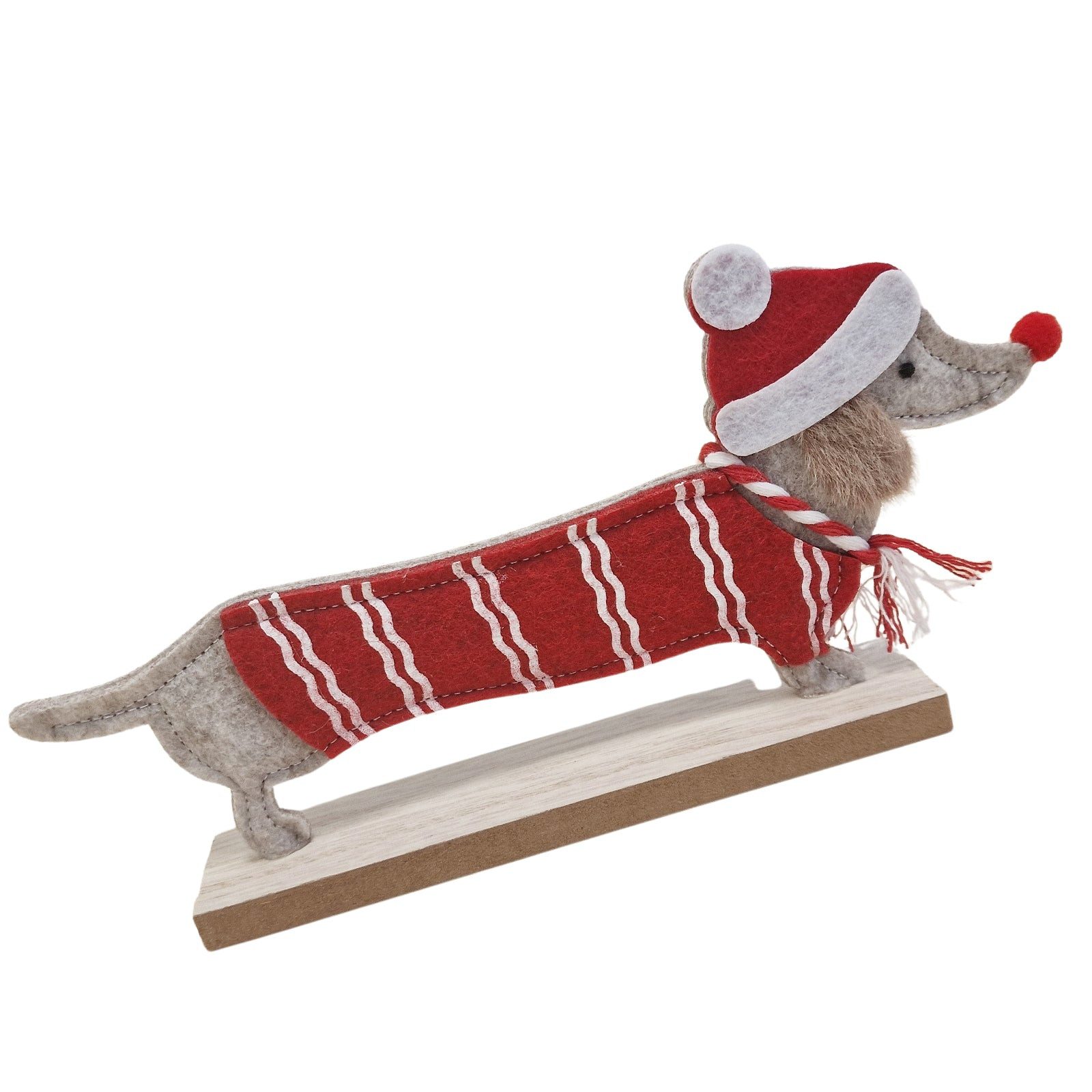 Logbuch-Verlag Dekofigur Holz Dackel Weihnachtsdeko 22,5×3,5×10,5 cm mit ro günstig online kaufen