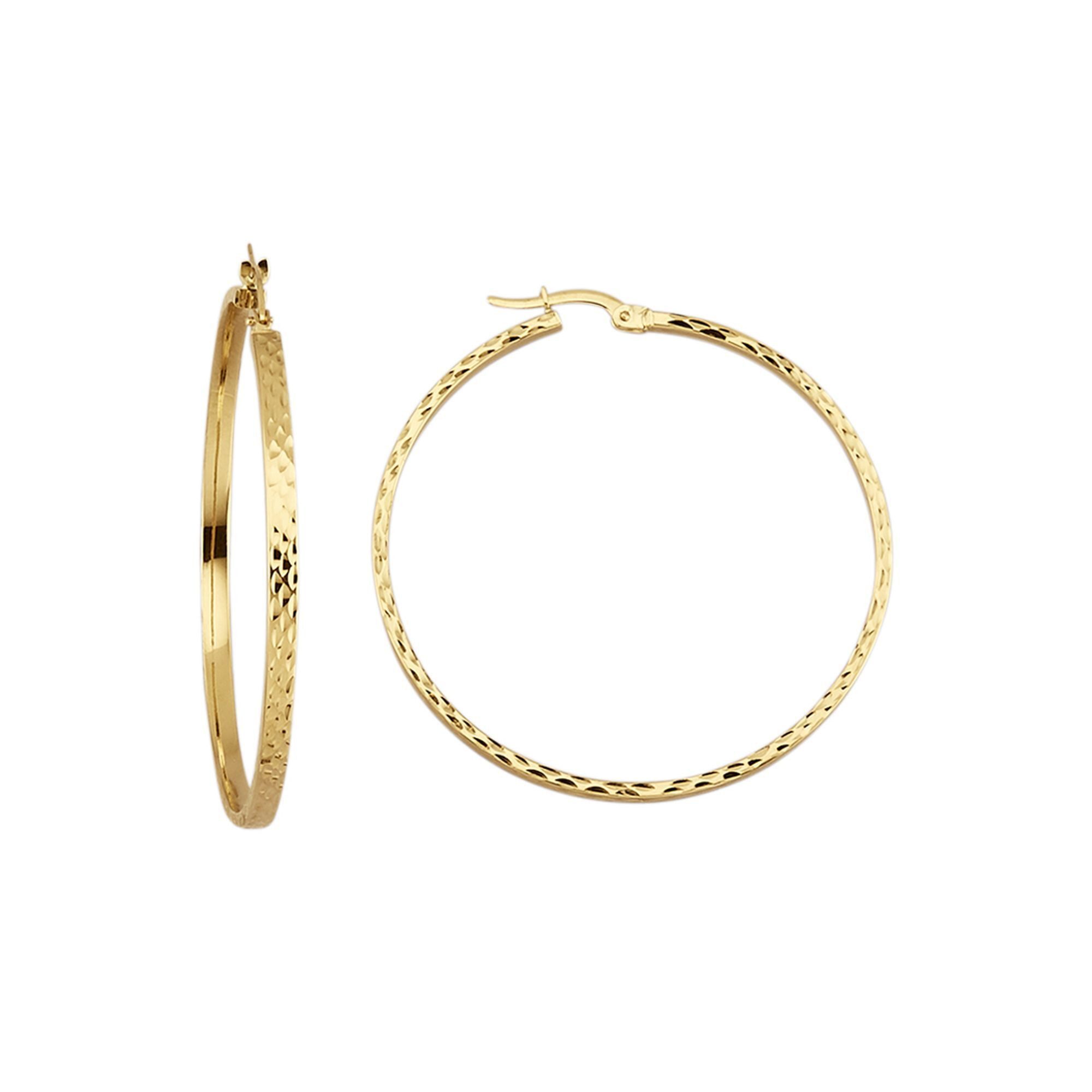 Paar Creolen 375/- Gelbgold diamantiert Ø 45mm