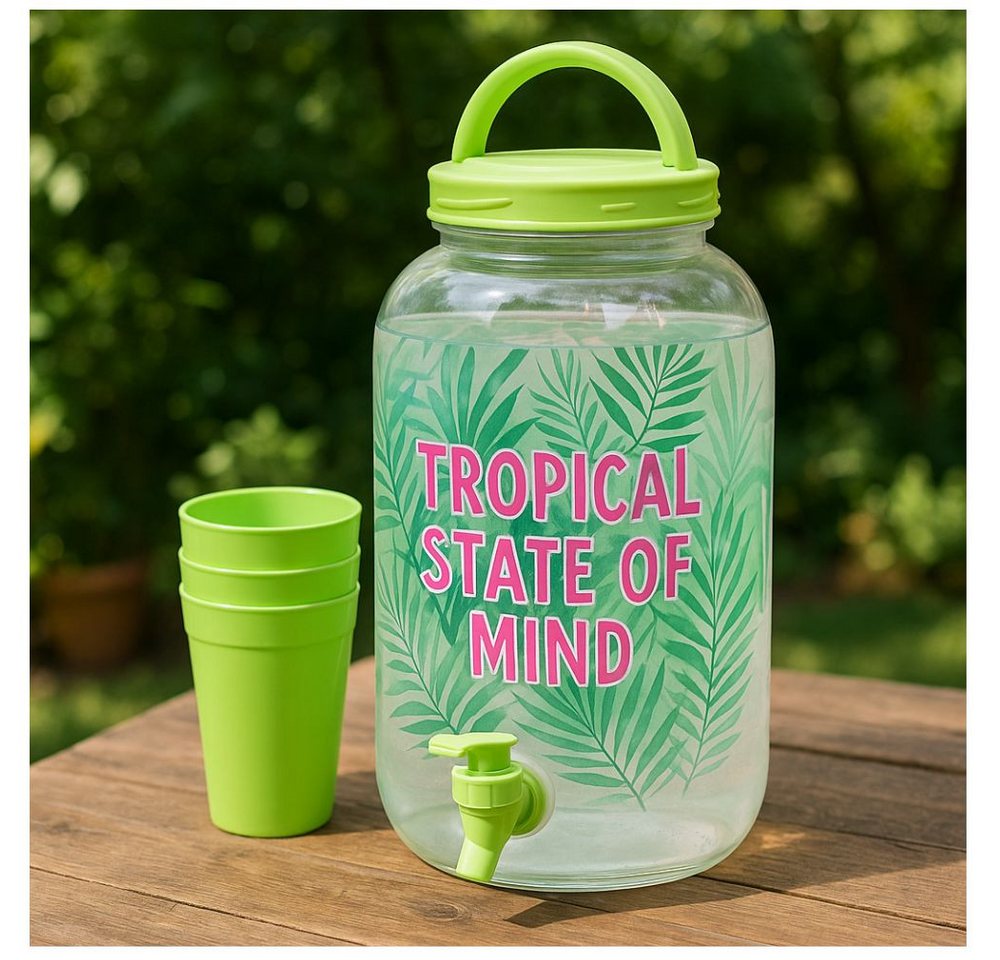 Thumbnail - Riyashop Haushaltshobel Saftspender 4-Liter Kunststoff Wasserspender Limospender mit Bechern