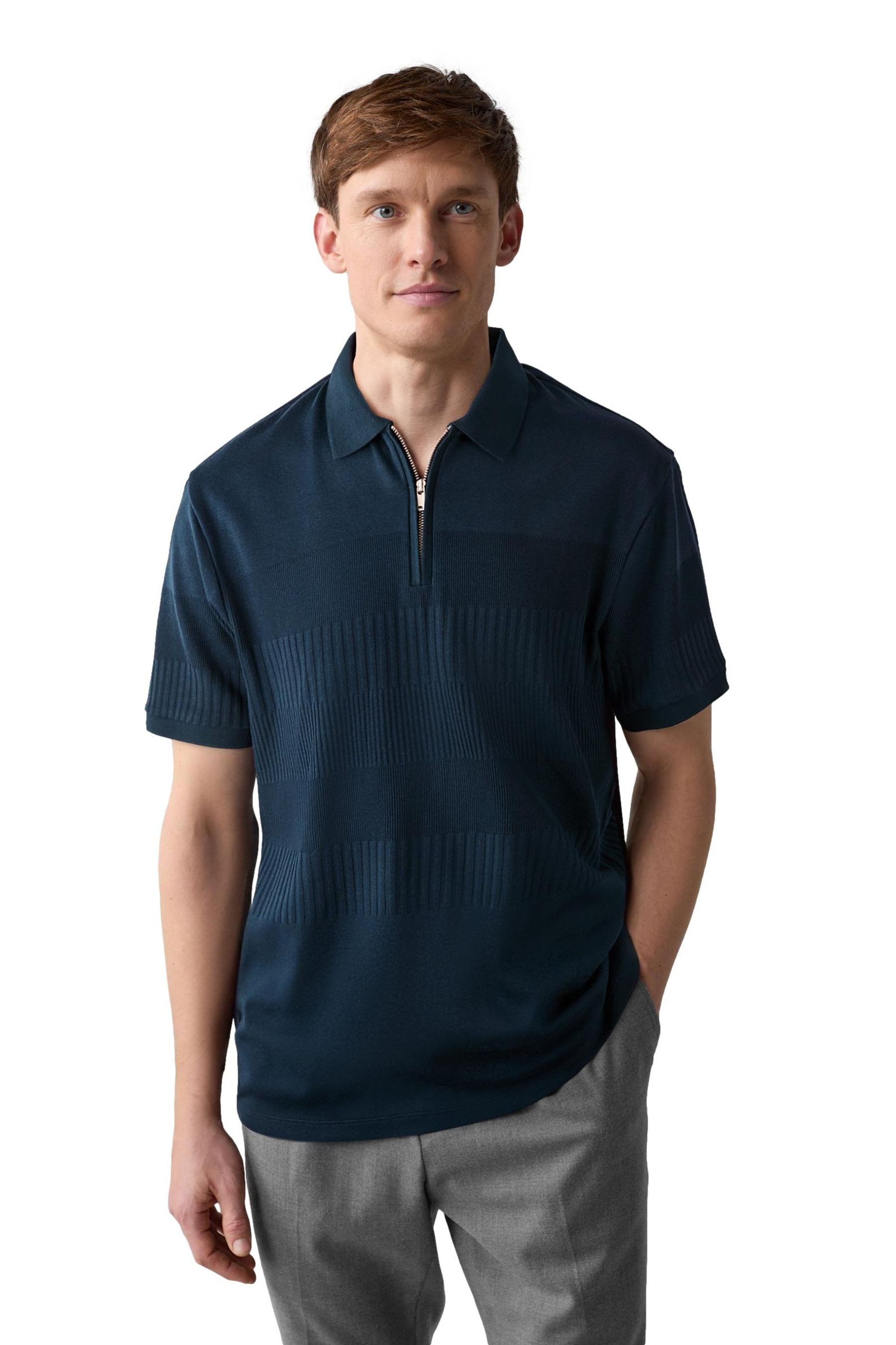Next Poloshirt Poloshirt mit RV-Kragen und Blockfarben (1-tlg)