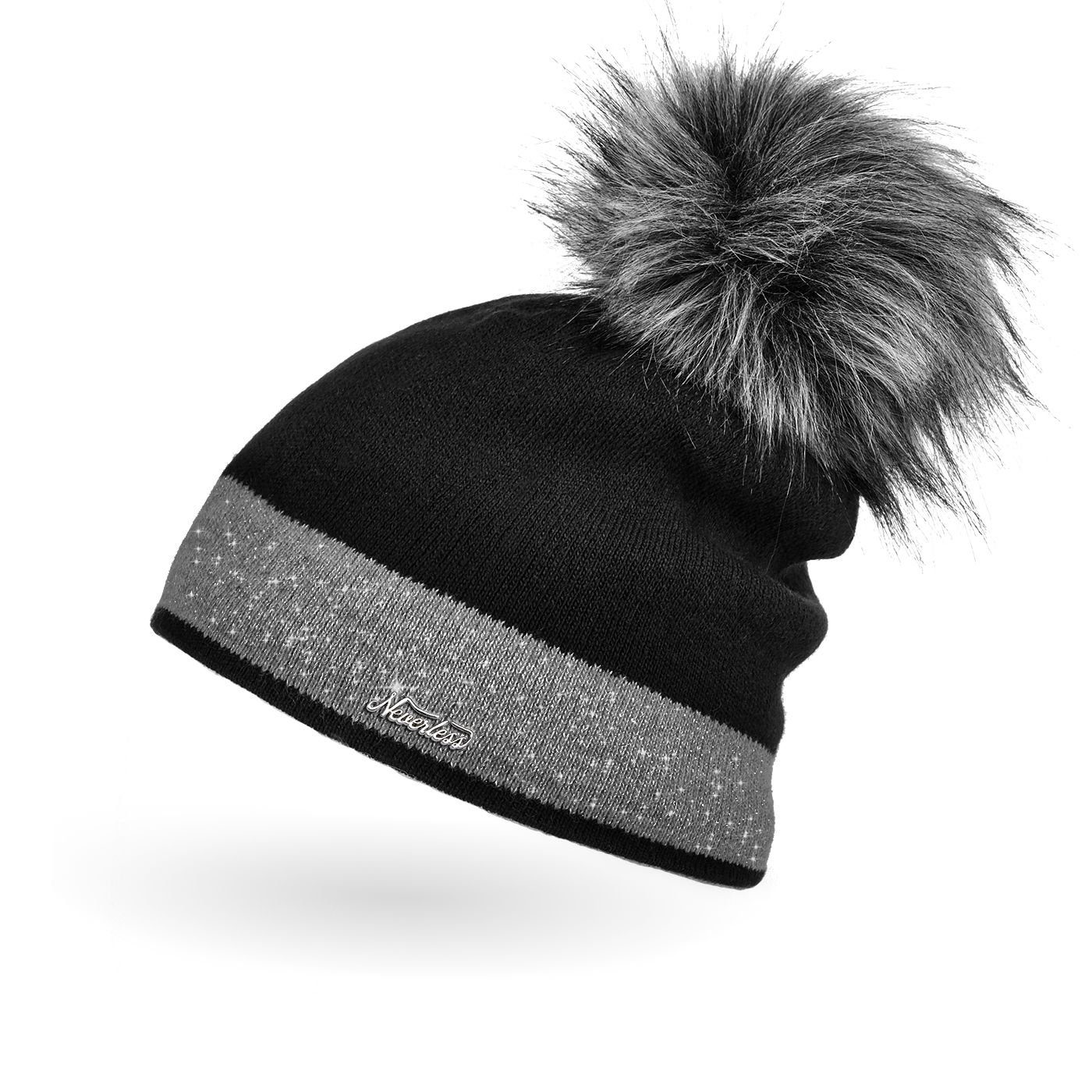 Neverless Bommelmütze Damen Strick-Mütze gefüttert Fell-Bommel Kunstfell Wi günstig online kaufen