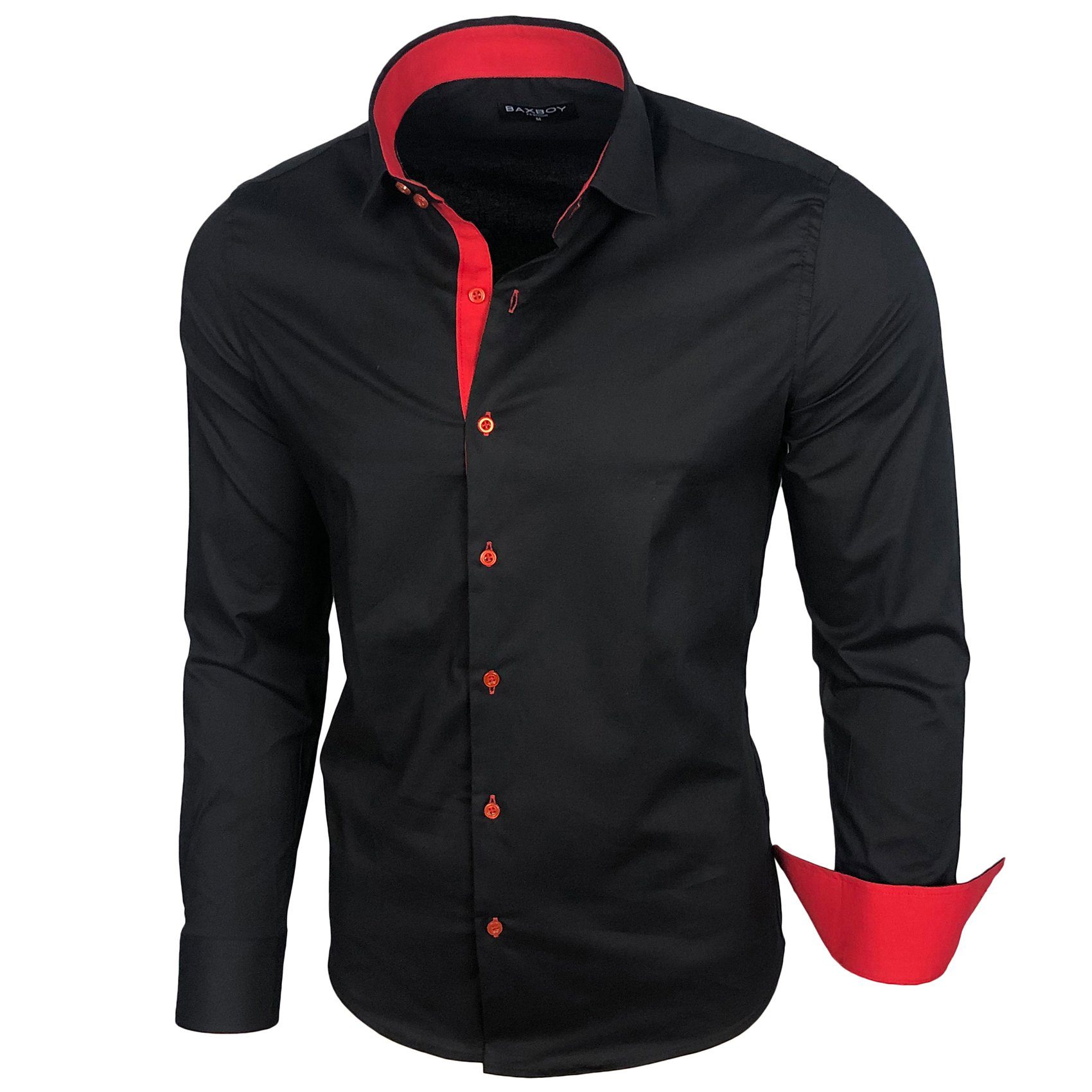 Baxboy Langarmhemd Baxboy Herren Kontrast Hemden Business Freizeit modernes günstig online kaufen