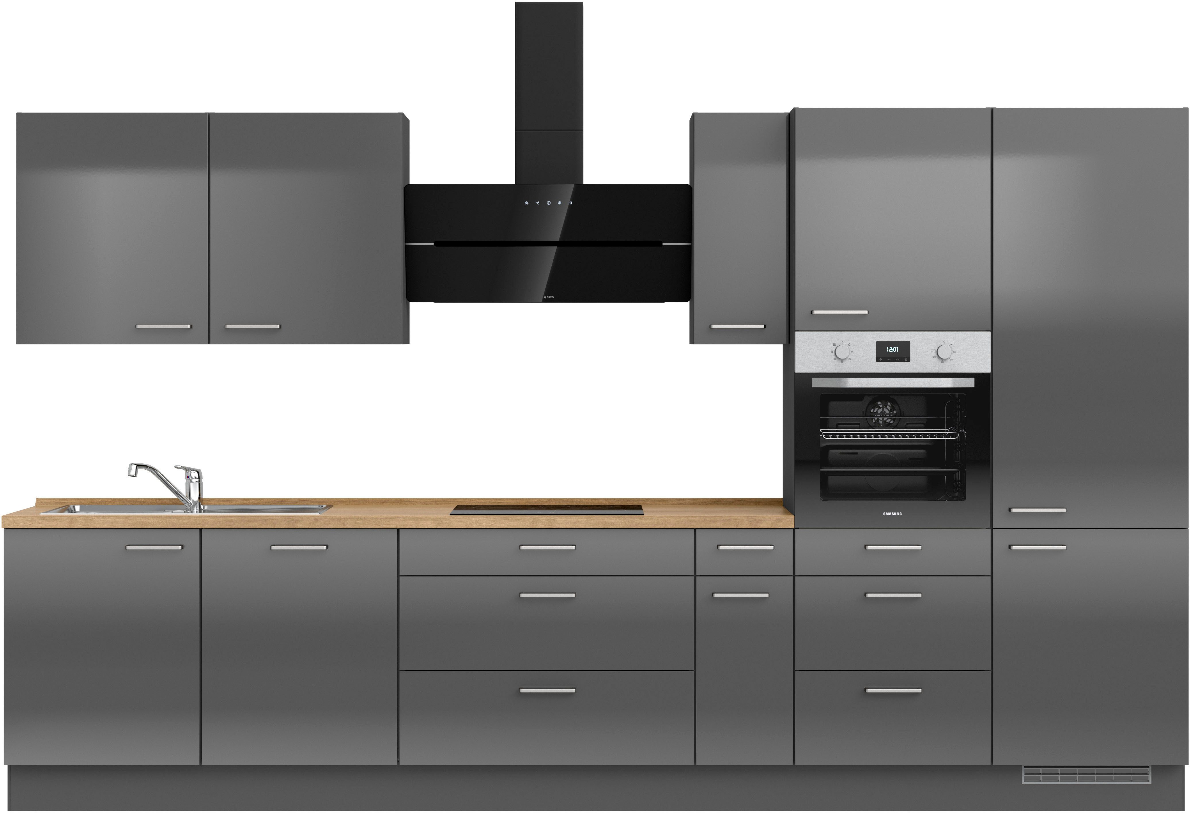 nobilia® Кухниzeile "Flash II" mit Hochglanz Fronten, vormontiert, Ausrichtung wählbar, Breite 360 cm, wahlw. mit E-Geräten