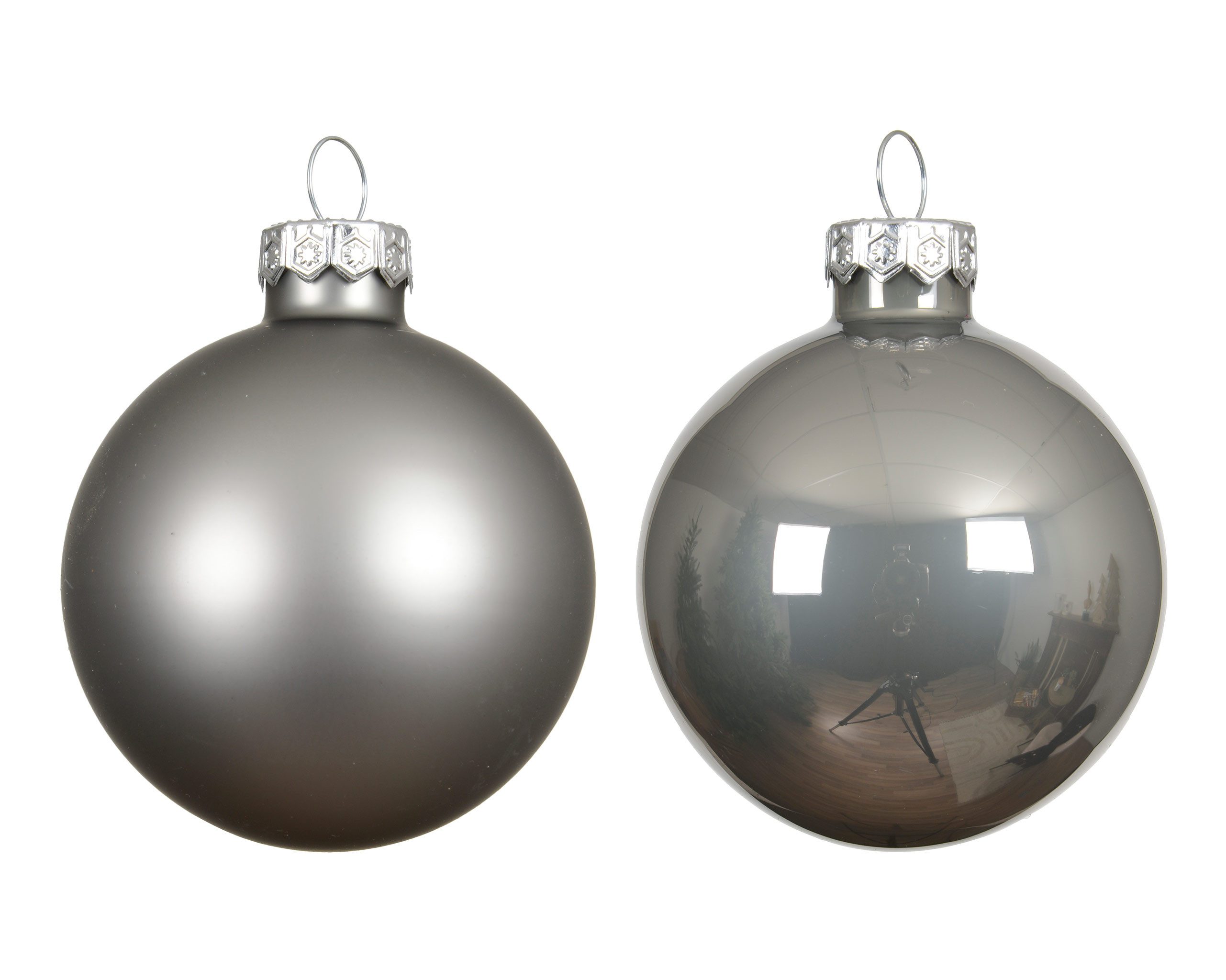 Kaemingk Weihnachtsbaumkugel, Weihnachtskugeln Glas 6cm x 10 Stück - Zart Grau