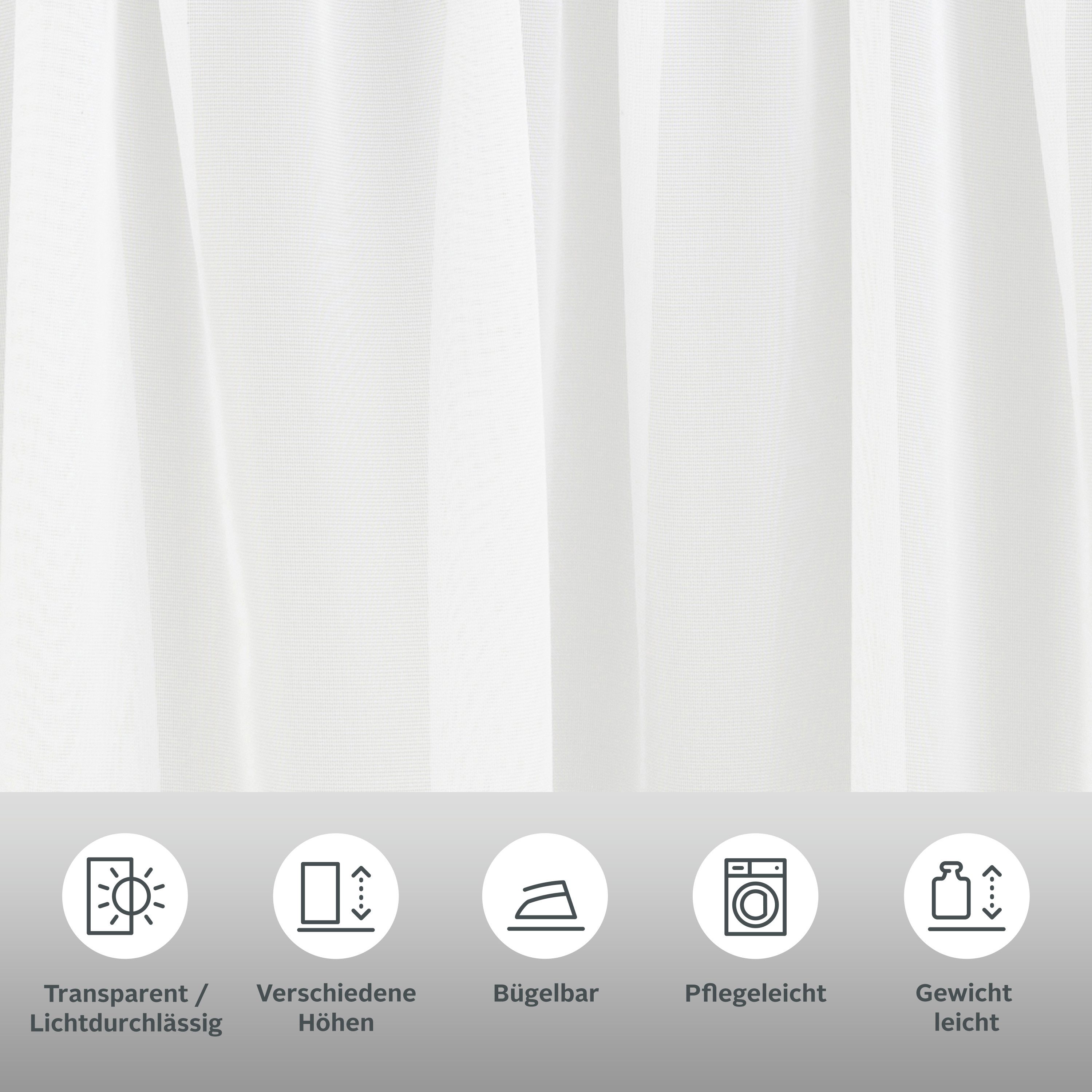 OTTO home Bogenstore Eby (1 St), Kräuselband, transparent, Voile, Transparent Polyester