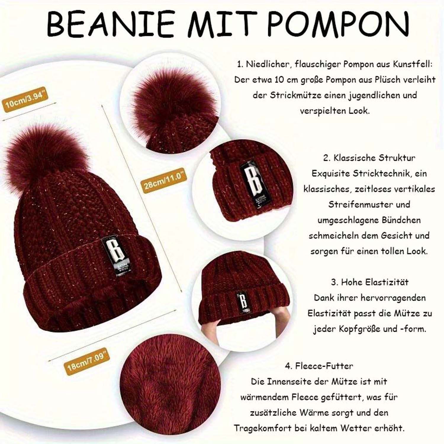 nsihing Mütze & Schal 5-teiliges Herbst- und Winter-Warmmütchenset,für Outdoor – Bild 4 von 5
