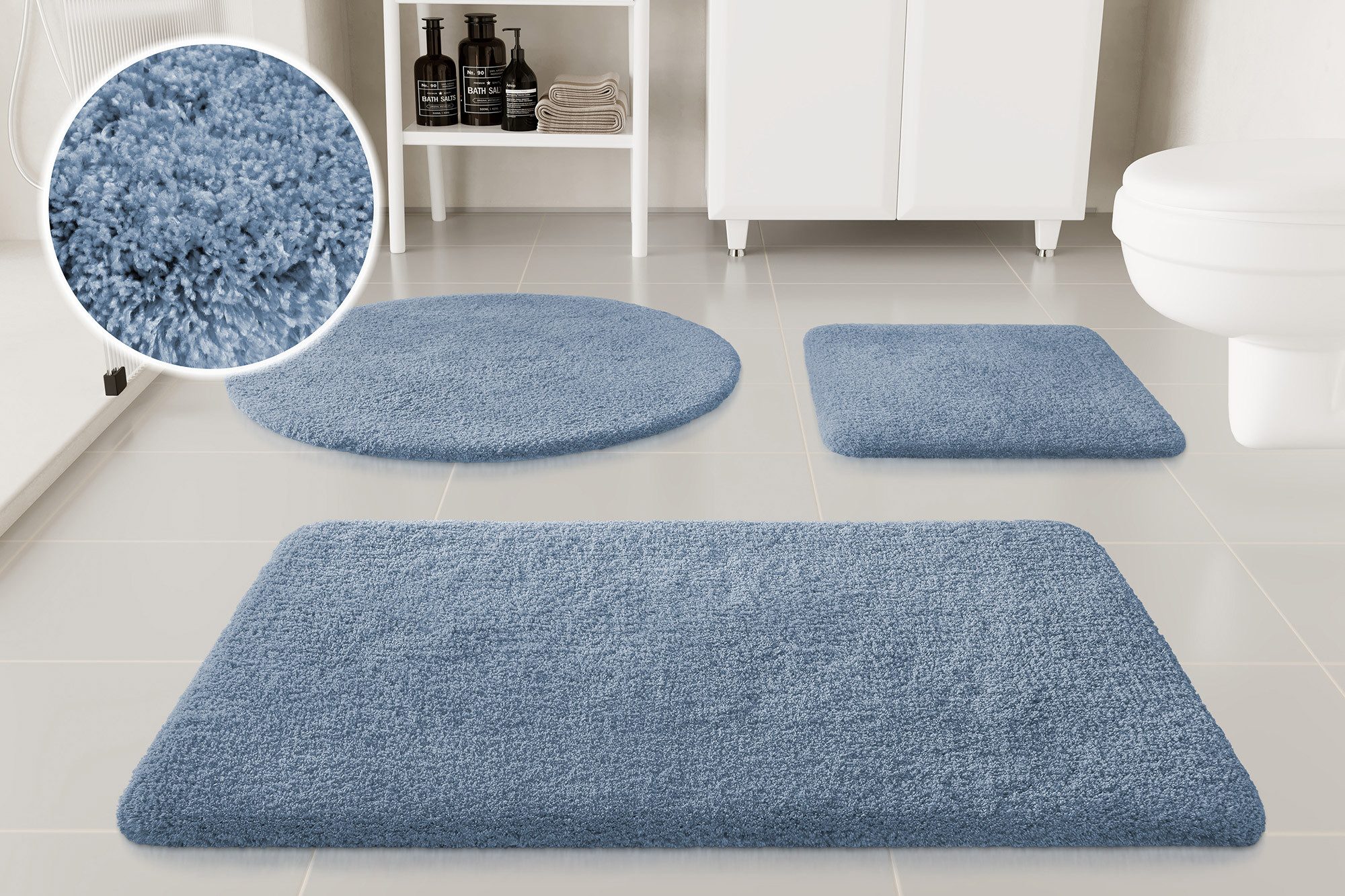 OTTO home Badematte Kaarin, uni, viele Farben, Badvorleger, Badezimmer Teppich, Höhe 30 mm, rutschhemmend beschichtet, fußbodenheizungsgeeignet, Polyester, rechteckig, Badteppich, getuftet, flauschig, hochflor, große Farbauswahl