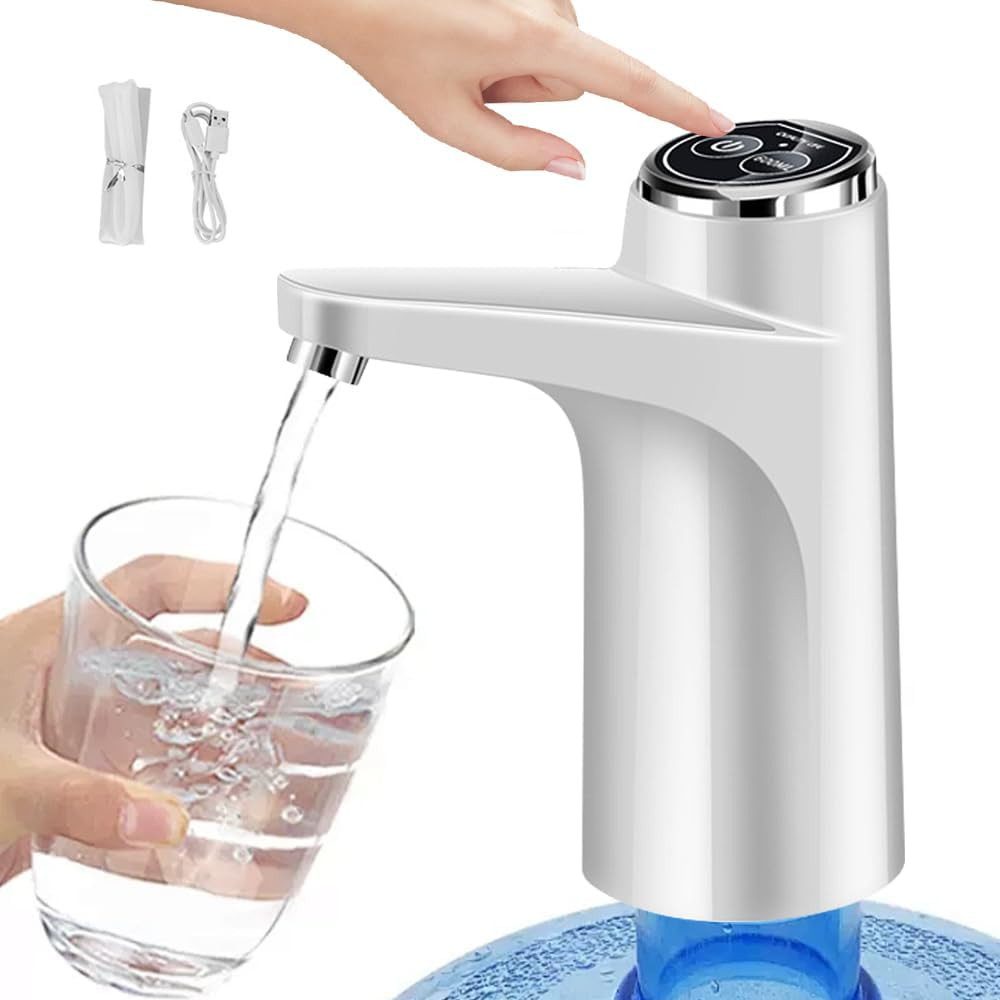 FELIXLEO Getränkespender Wasserflaschen Pumpe Elektrischer Wasserspender USB Weiss