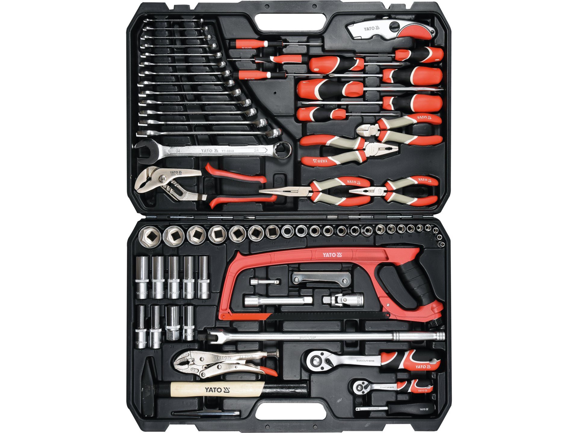Yato Werkzeugset XXL Werkzeugsatz 1/2'' 79-tlg. Steckschlüssel, Schraubendreher, Zangen, (Werkstatt, Garage, Hobby, Keller)