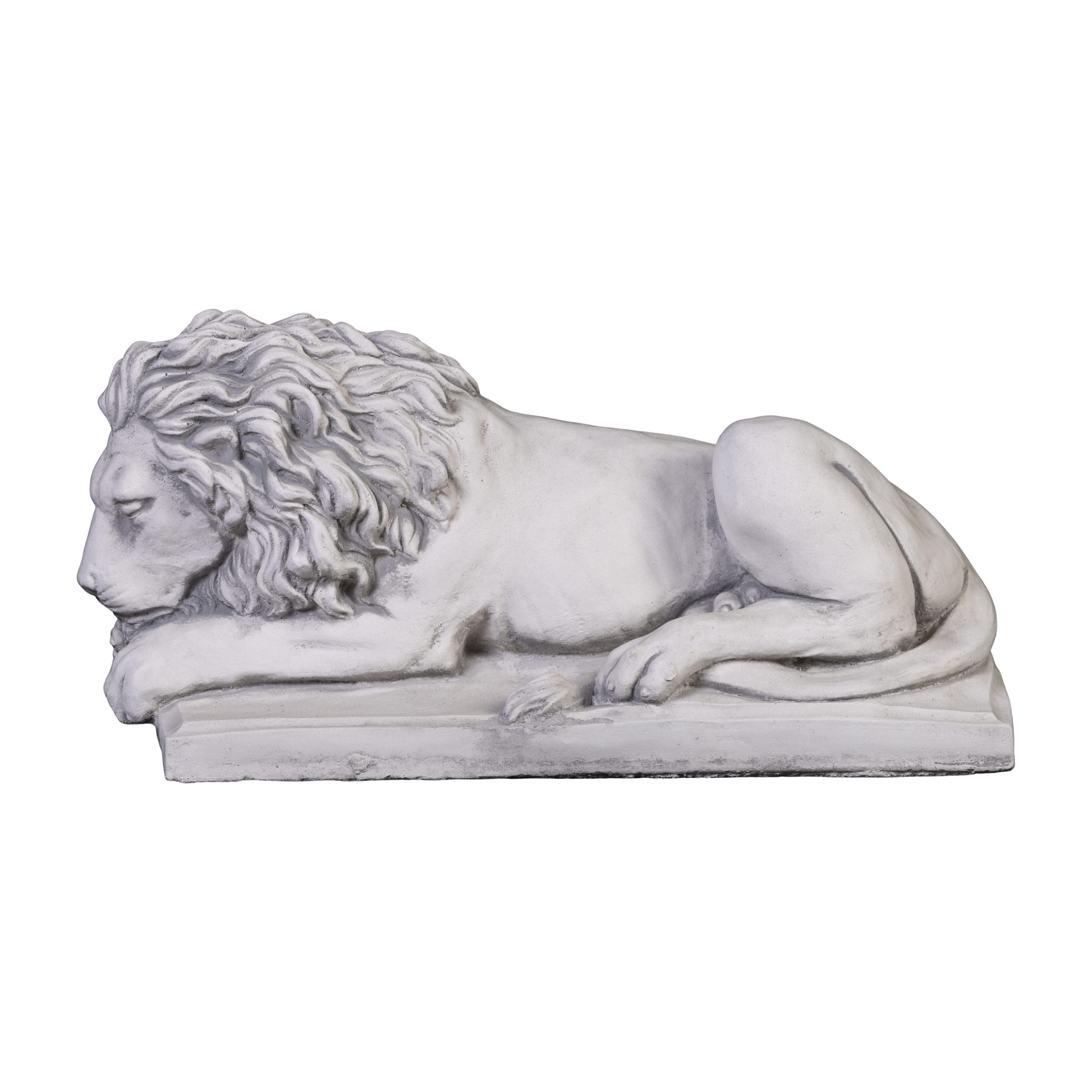 gartendekoparadies.de Gartenfigur Liegender Löwe – Kopf geradeaus gerichtet, H. 20 cm, 18 kg, Frostsicher