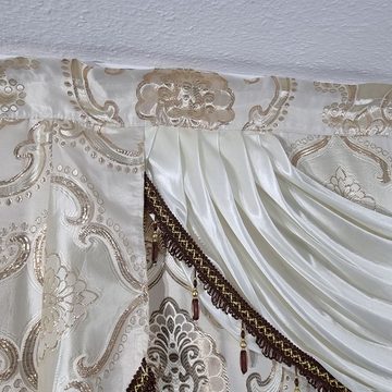 Verdunkelungsvorhang Barock Gardine Gold, Gardinen by Justyna, Kräuselband (1 St), blickdicht, Polyester, Verdunkelung, Verdunkelt, Blickdicht, Orientalisch, Barock styl, Perde, Jacquard