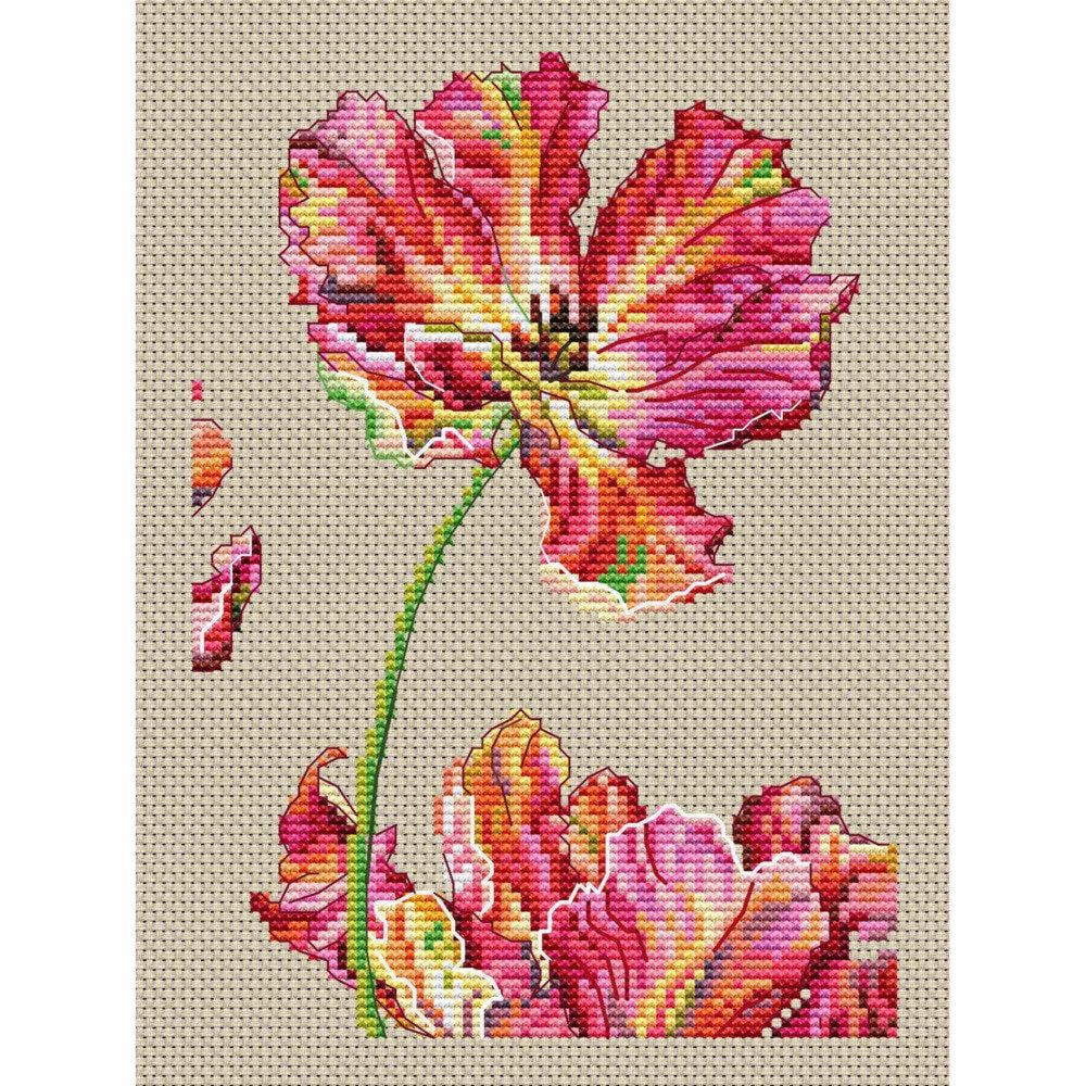 Collection D'art Kreativset CDA Kreuzstich Stickpackung "Tulpe", Zählmuster, 13x18,5cm, (embroidery kit by Marussia)