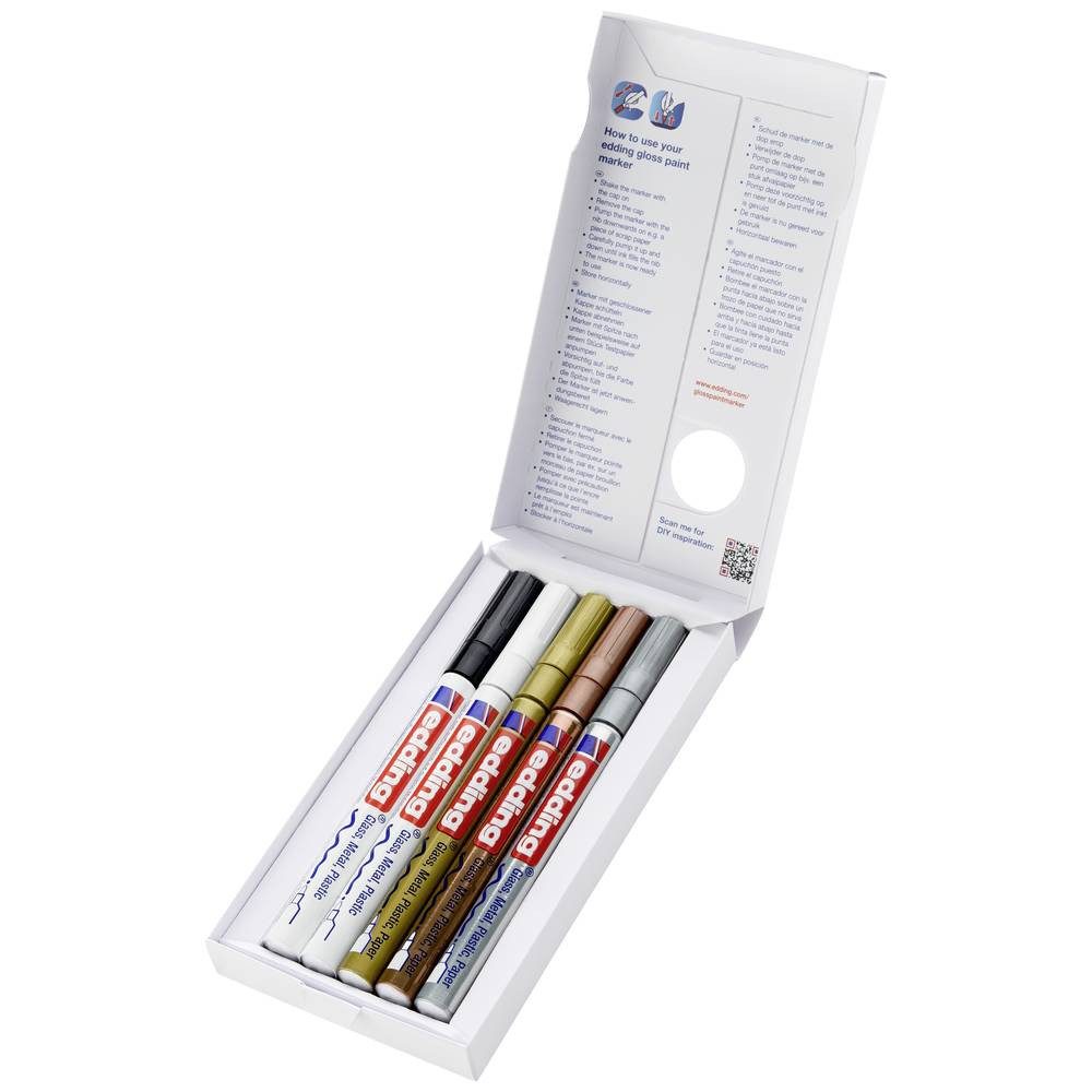 Edding Glanzlack-Marker Creative 751 Metallic – Gold, Silber, Kupfer, 1-2 Mm Strichstärke, 3er-Set