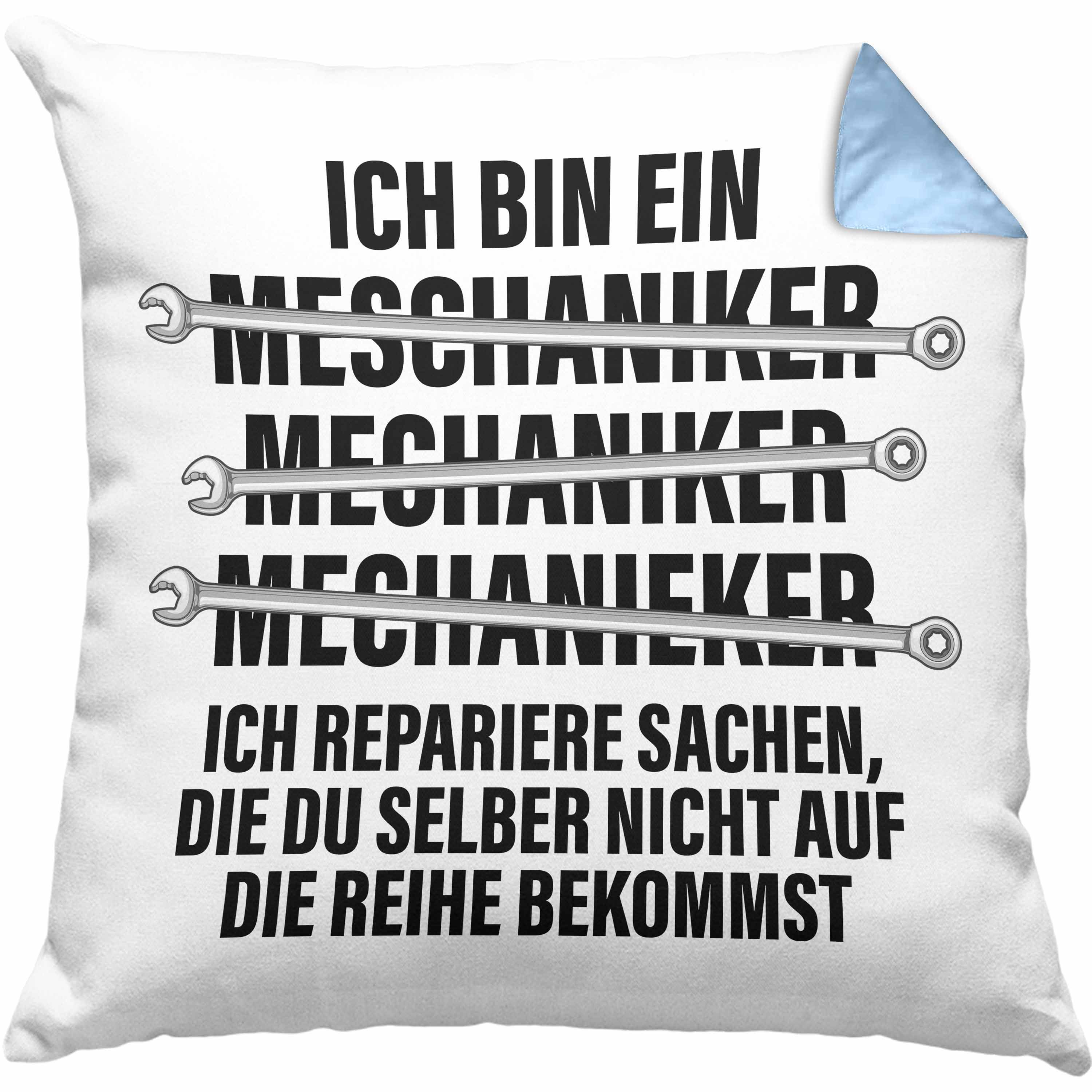 Trendation Dekokissen KFZ Mechaniker Geschenk Lustig Kissen mit Füllung 40x40 Automechaniker