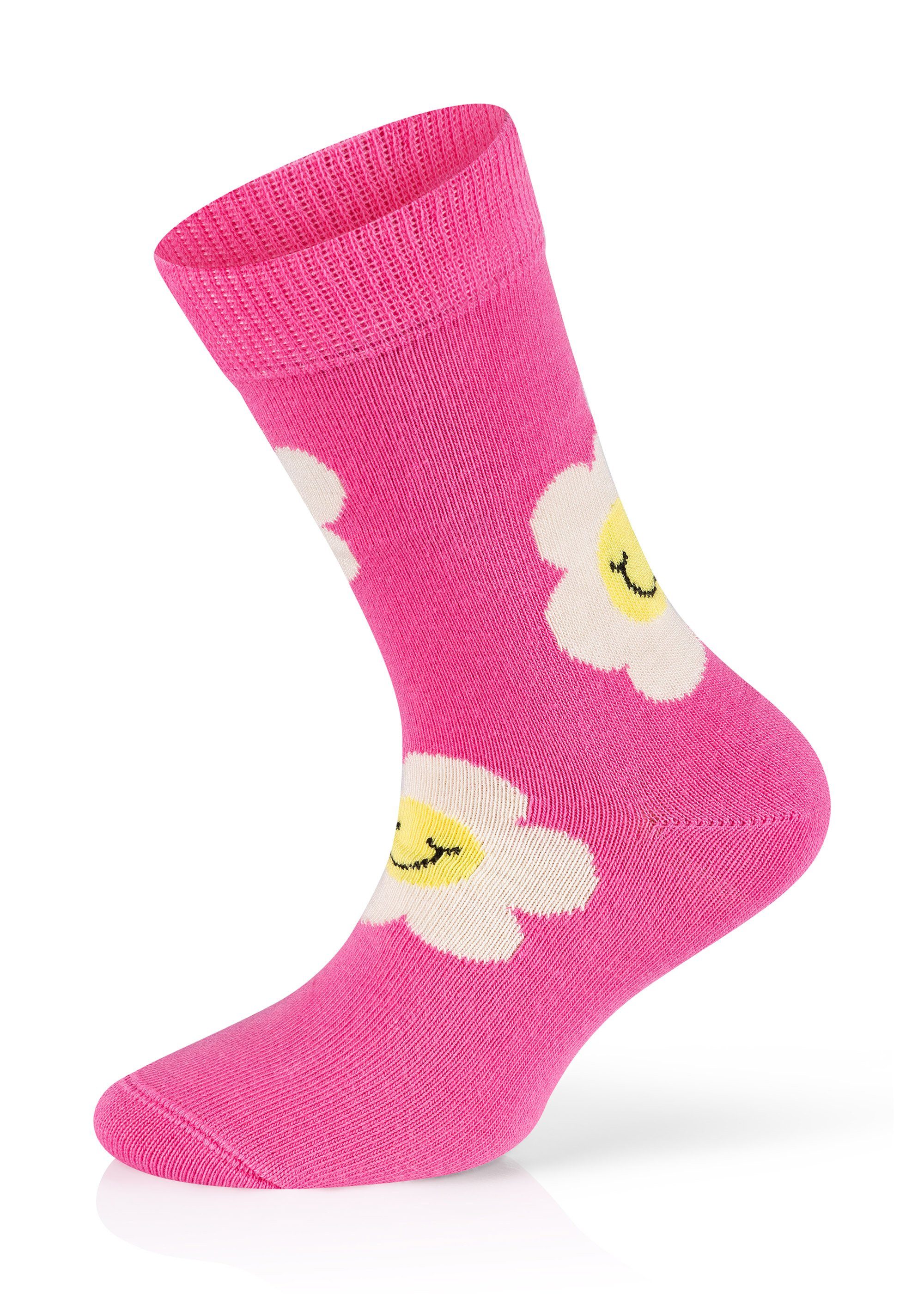 Happy Daisy Basicsocken nachhaltiger Baumwolle Kids Daisy Socks Sock 3-Pack aus Smiley
