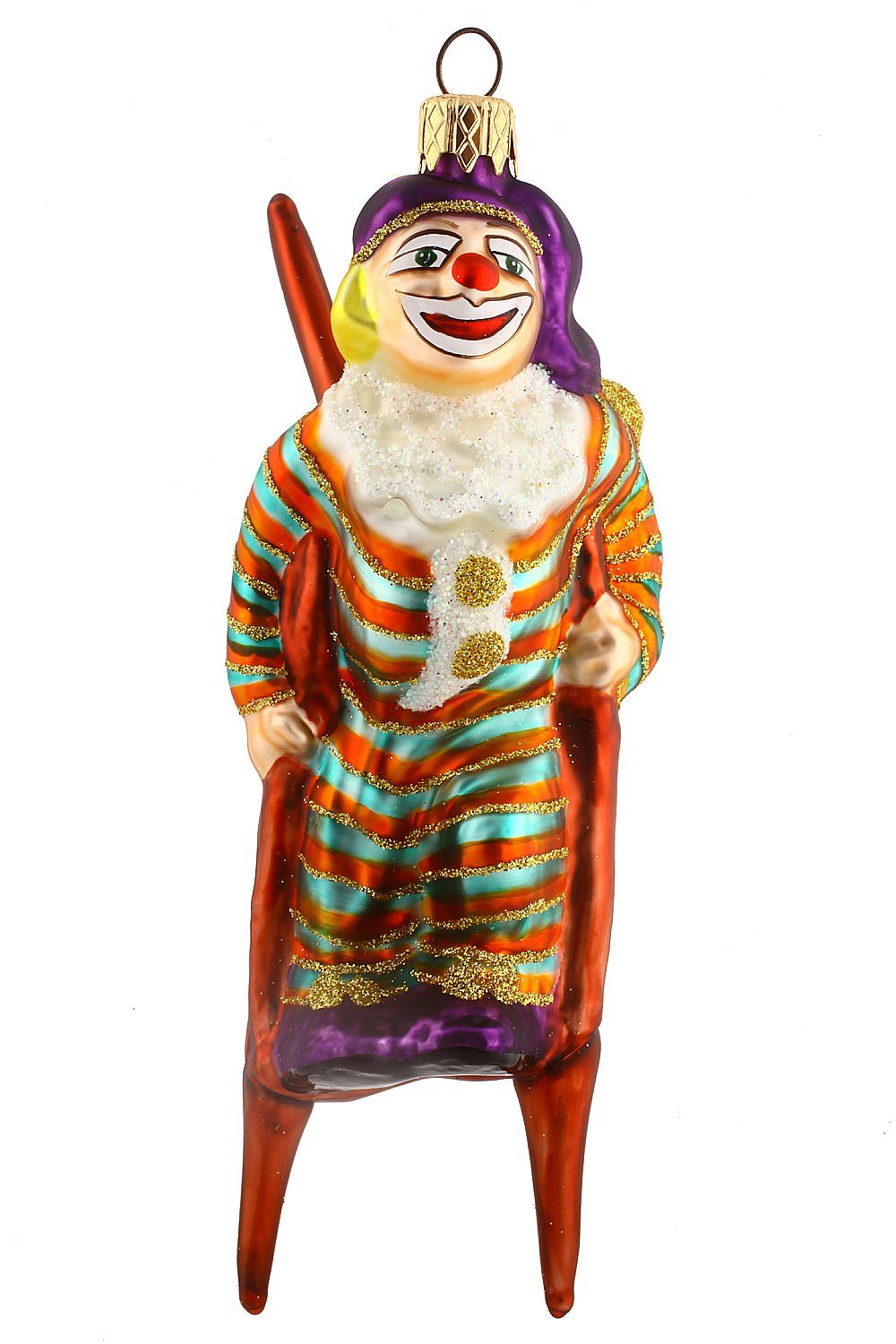 Hamburger Weihnachtskontor Christbaumschmuck Clown mit Stelzen, mundgeblasen - handdekoriert