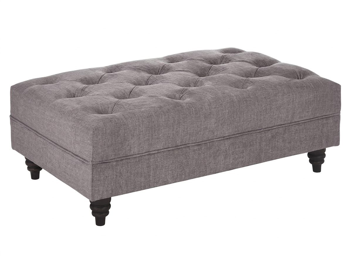 JVmoebel Ottomane Grauer Chesterfield Hocker mit Kutschenverzierung aus Textil, Hocker 1 Teile, Kutschenverzierung