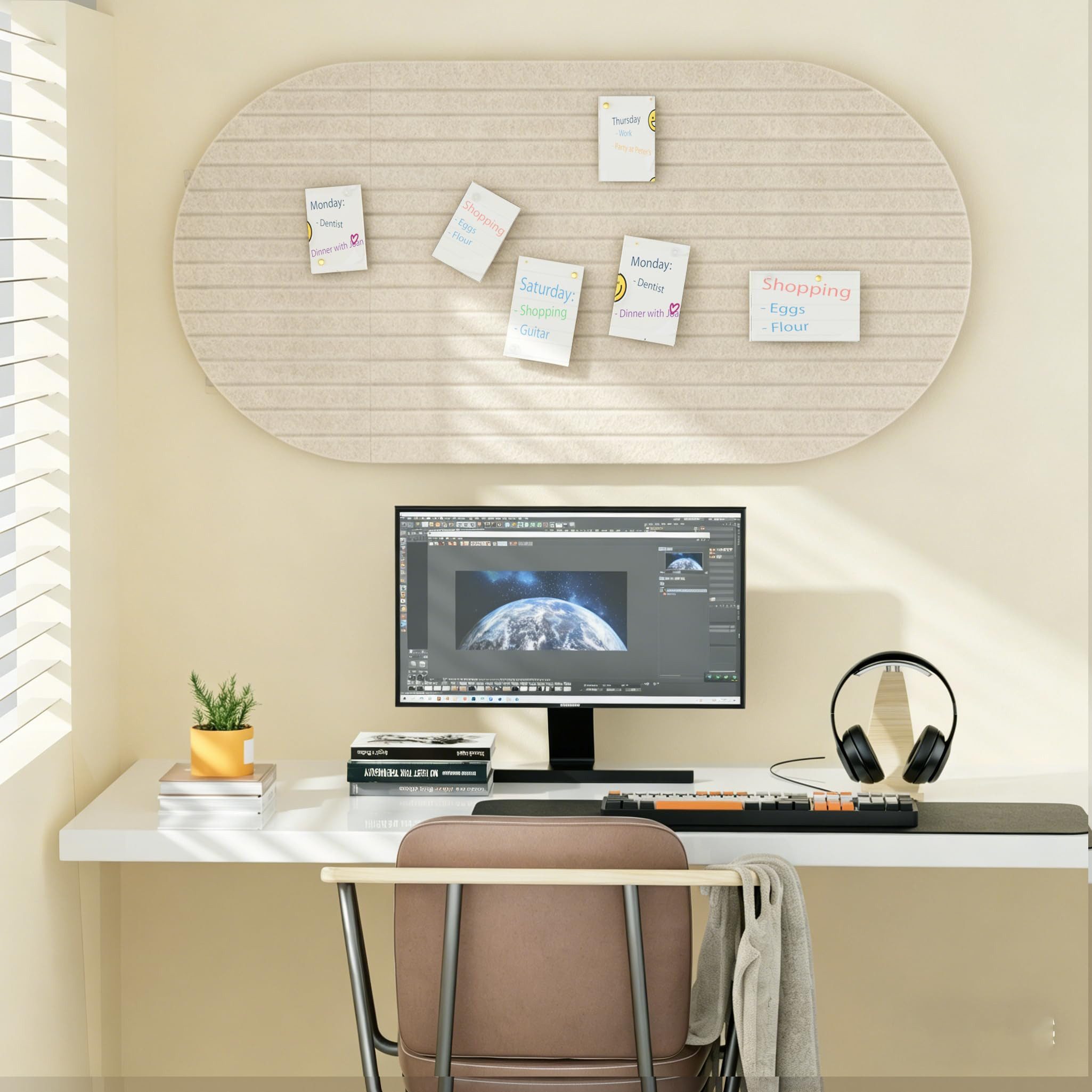 Zyronn Pinnwand Filz Pinnwand Selbstklebend,Filz- und Korktafel, Vision Board,Fotowand, Geeignet als Wanddekoration für Büros, Wohnräume und Schlafzimmer. – Bild 5 von 5