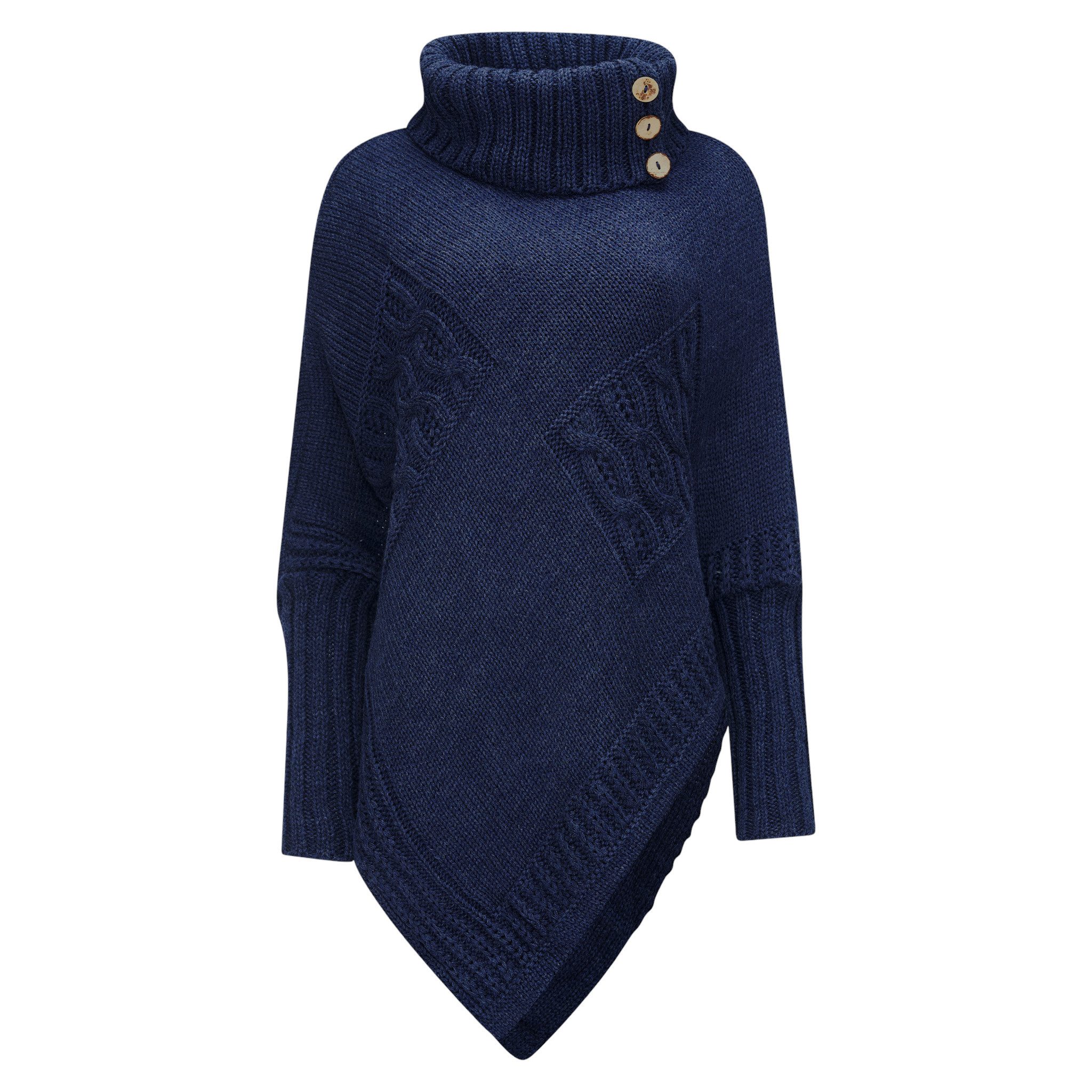 Strickponcho Poncho Strick Sweatshirt Pullover Umhang Überwurf