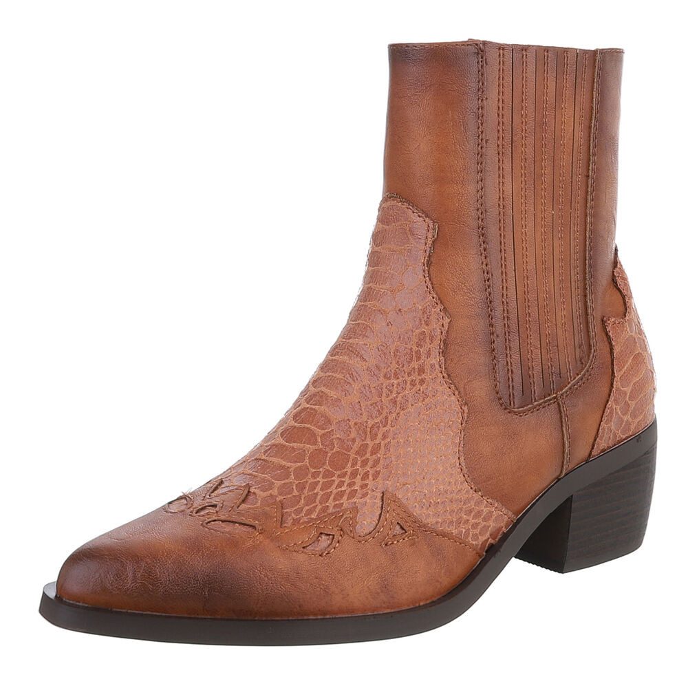 Ital-Design Elegante Stiefeletten mit reptilähnlichem Detail günstig online kaufen