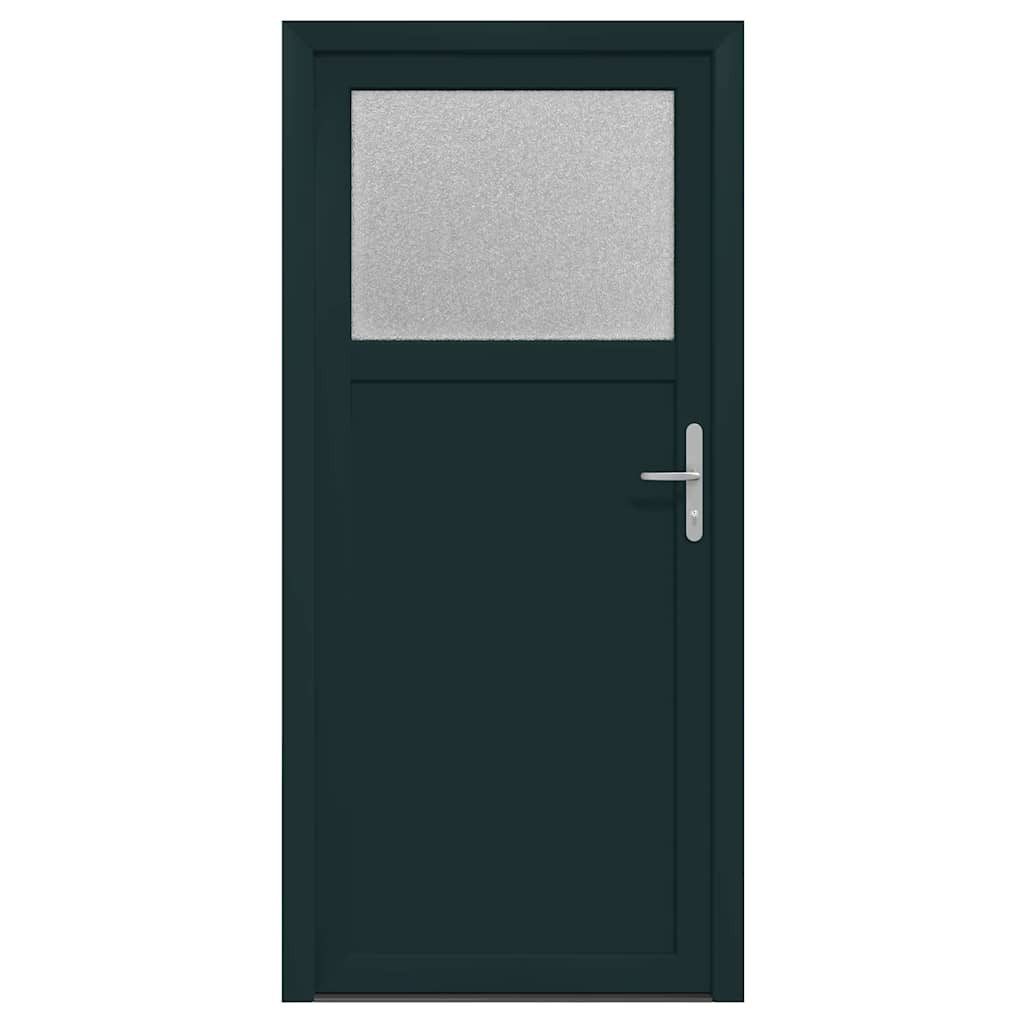 vidaXL Haustür Haustür Kellertür Anthrazit PVC 88 x 198 cm mit Glas-Elemente rechtsan
