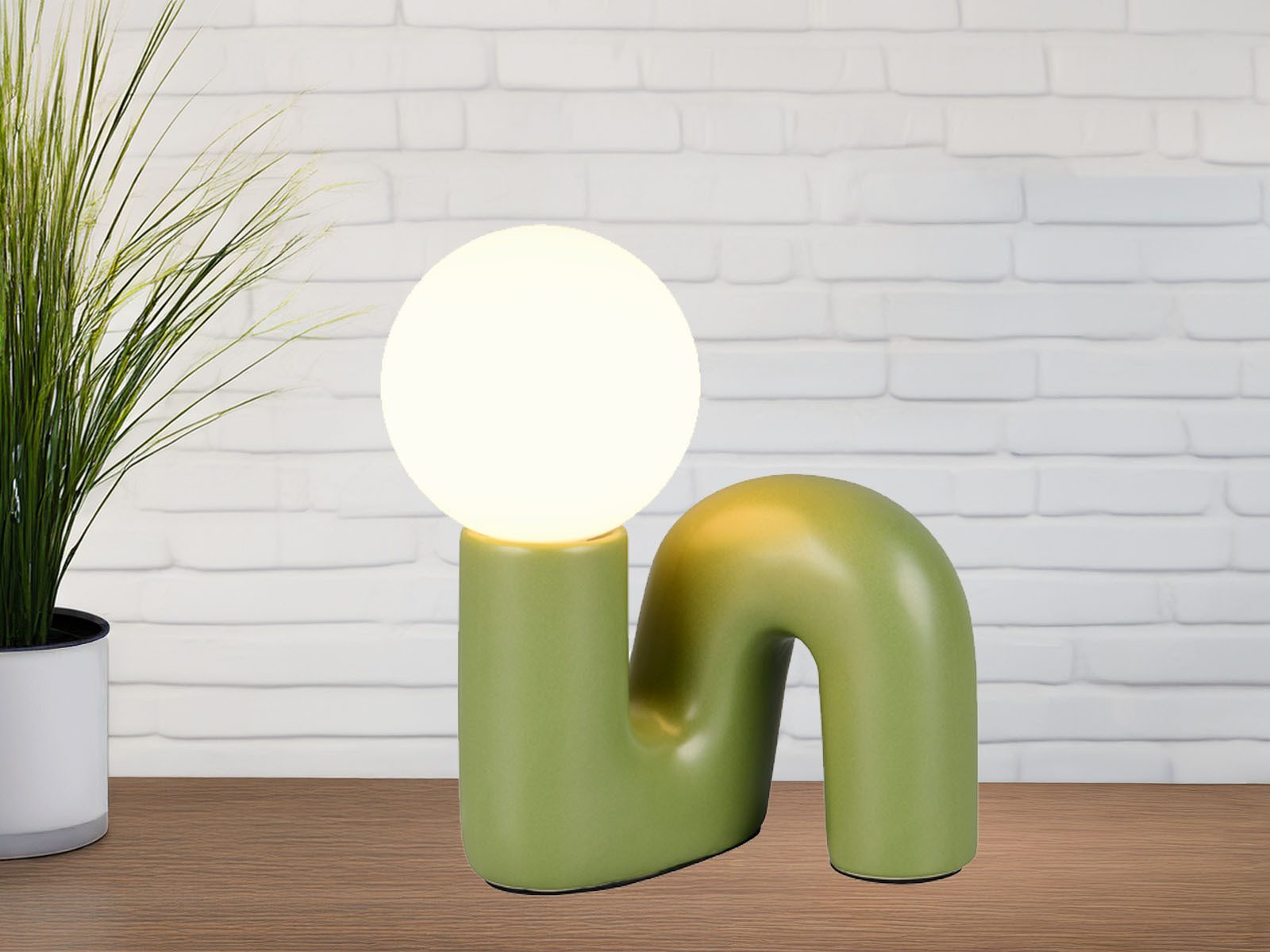 Reality Leuchten LED Nachttischlampe aus Keramik mit Glaskugel, Höhe 21,5cm, Leuchtmittel dimmbar, LED wechselbar, Warmweiß, klein-e ausgefallen-e Designer Tischlampe mit G9 Leuchtmittel