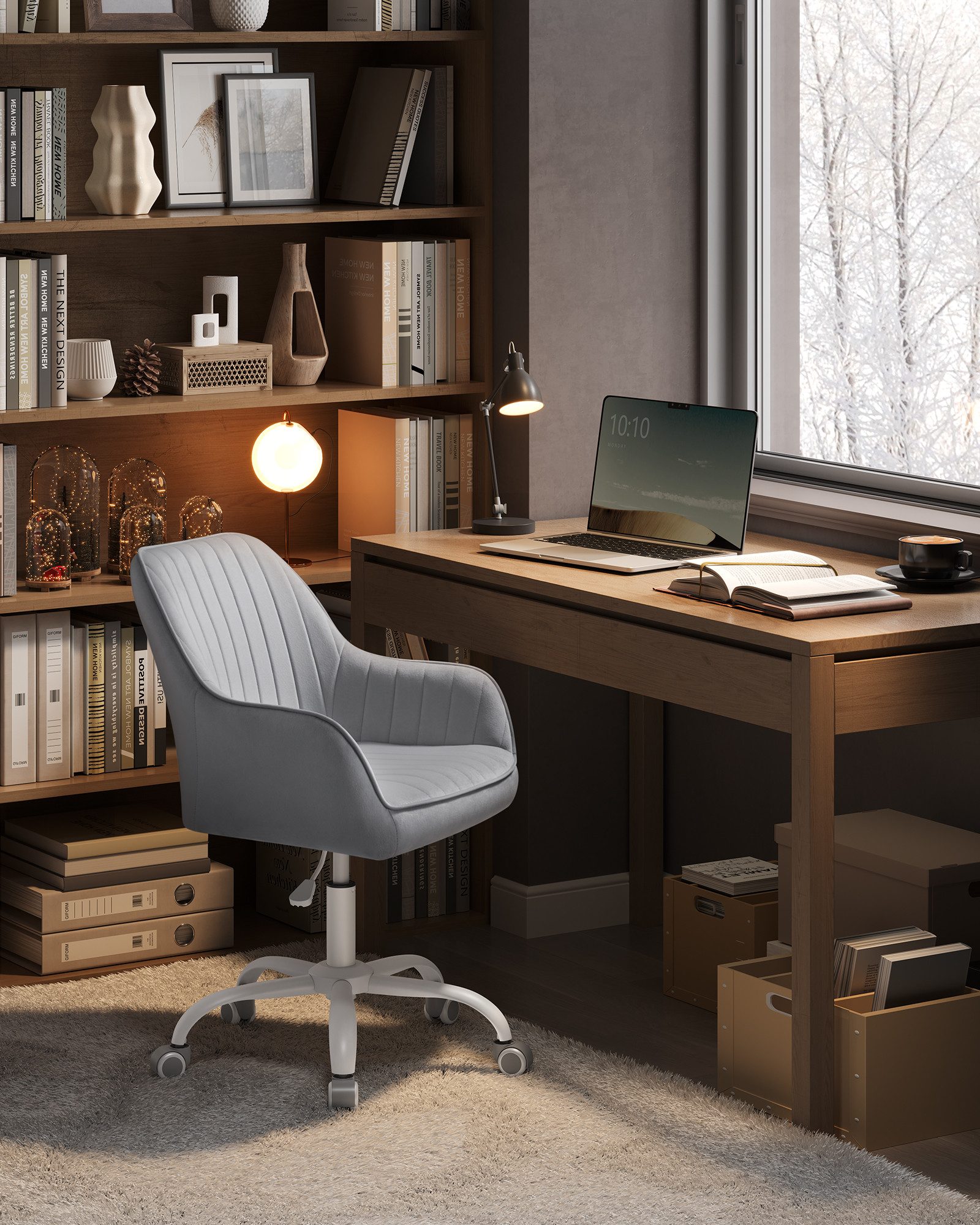 SONGMICS Bürostuhl, Schreibtischstuhl mit Samtbezug, höhenverstellbar, günstig online kaufen
