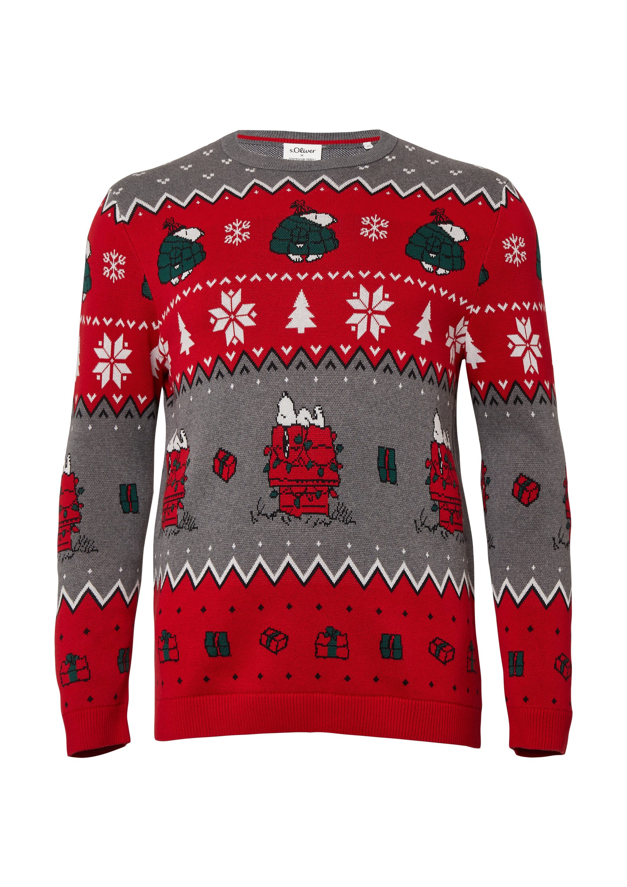 s.Oliver Longpullover Strickpullover Weihnachtspullover aus reiner Baumwoll günstig online kaufen