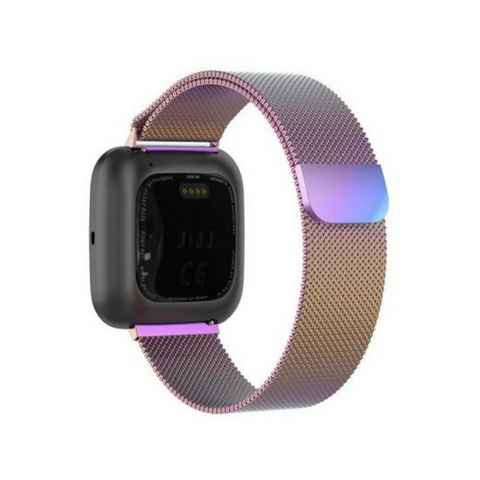 SmartUP Smartwatch-Armband Für Fitbit Versa 2 Magnetisches Edelstahl Armband Milanese, Atmungaktiv, zeitloses Design, stufenlos verstellbar