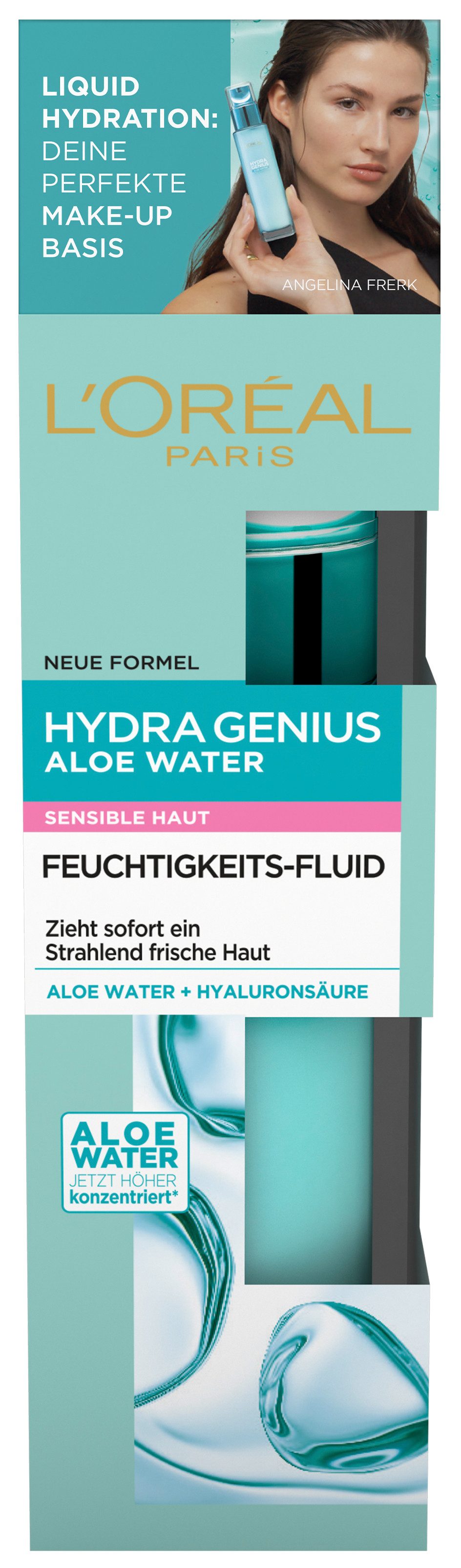 L'ORÉAL PARIS Gesichtsfluid Hydra Genius Aloe Aqua, hochkonzentrierte Feuchtigkeit, zieht sofort ein, weichere Haut