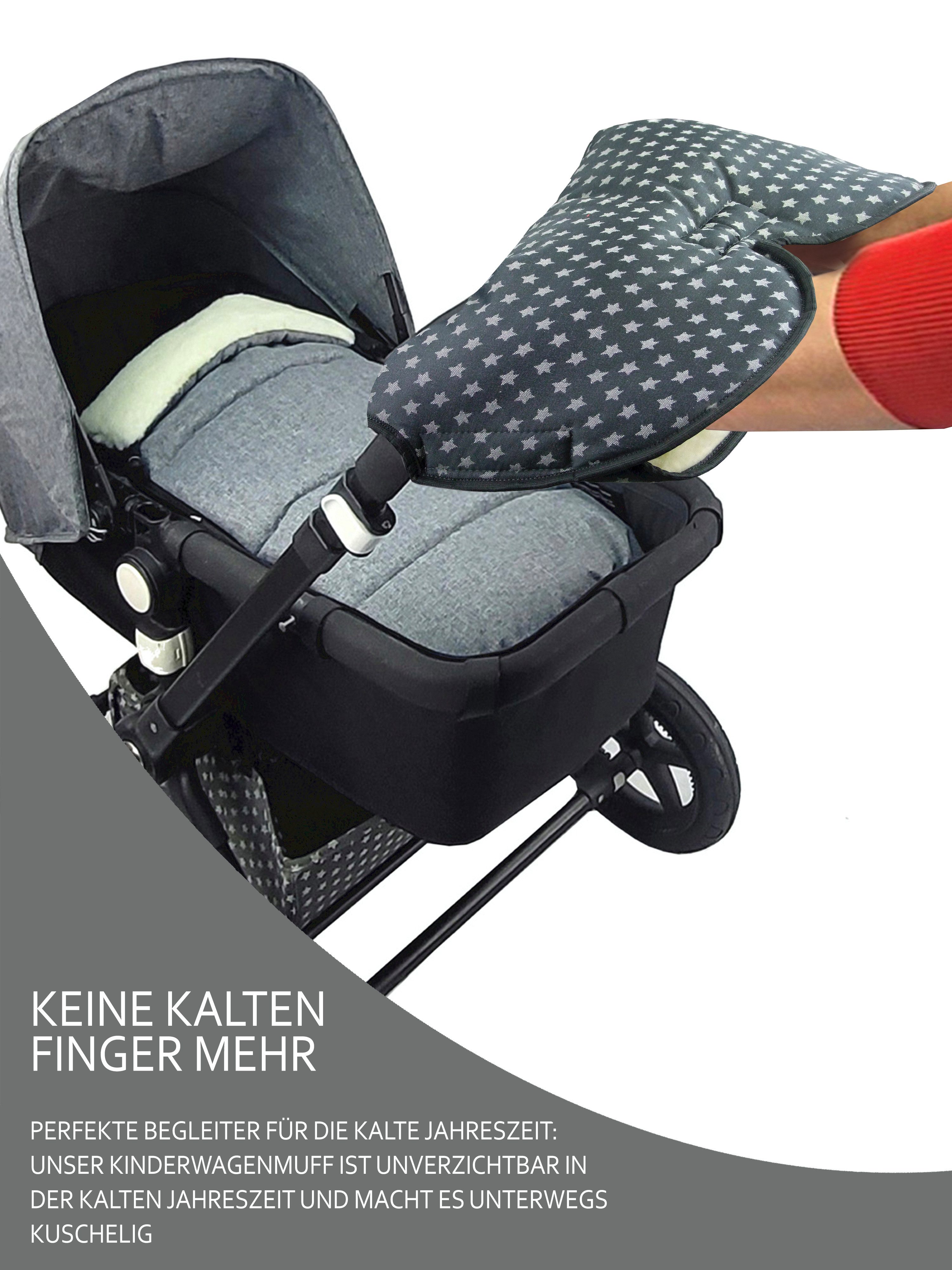 BambiniWelt by Rafael K. Kinderwagen-Handwärmer Handschuhe Muff Handwärmer Handmuff für Kinderwagen STERNE Wolle, Universalgröße