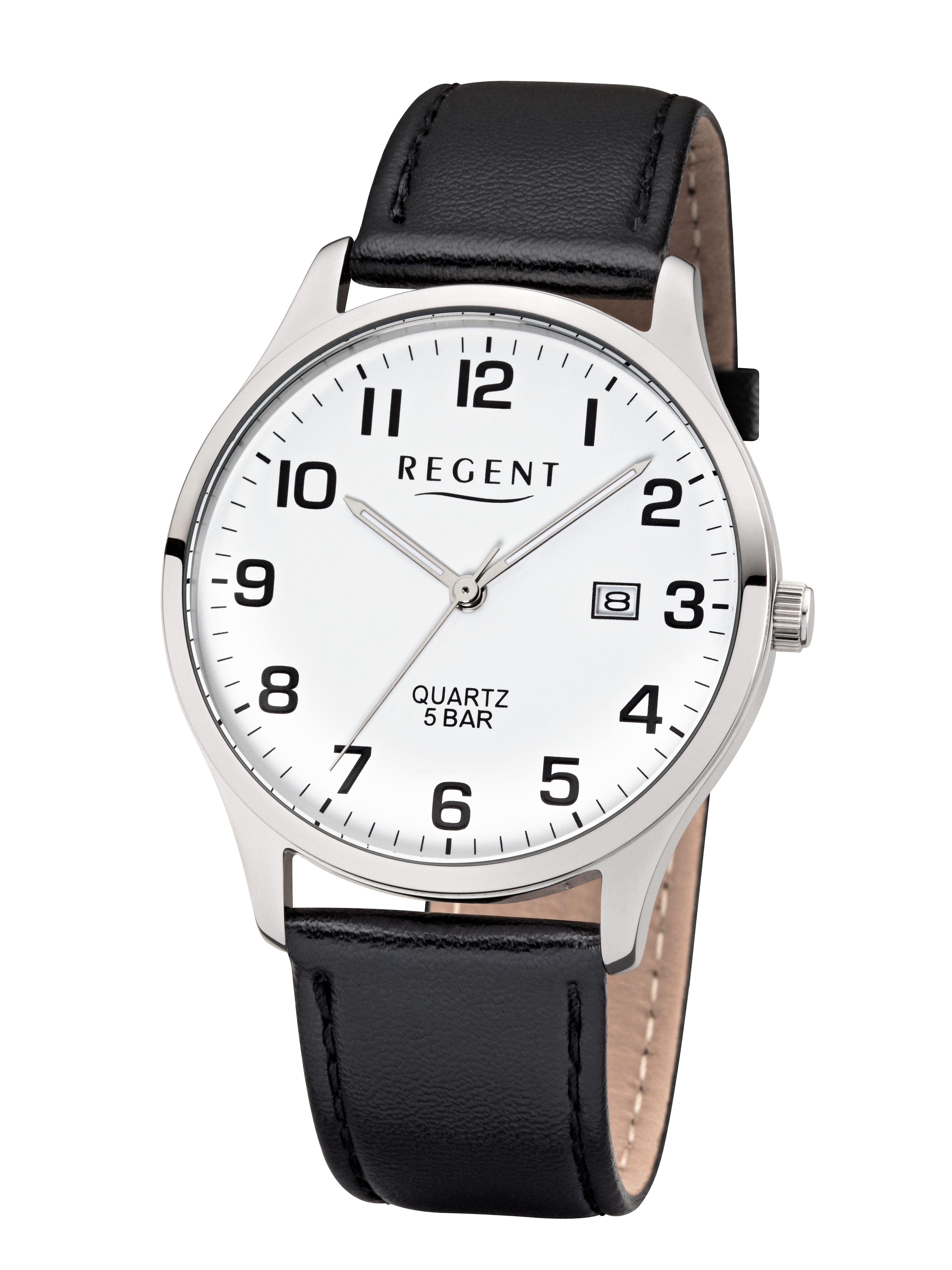 Regent F1241, Armbanduhr, Herrenuhr, Lederarmband, analog, Tag