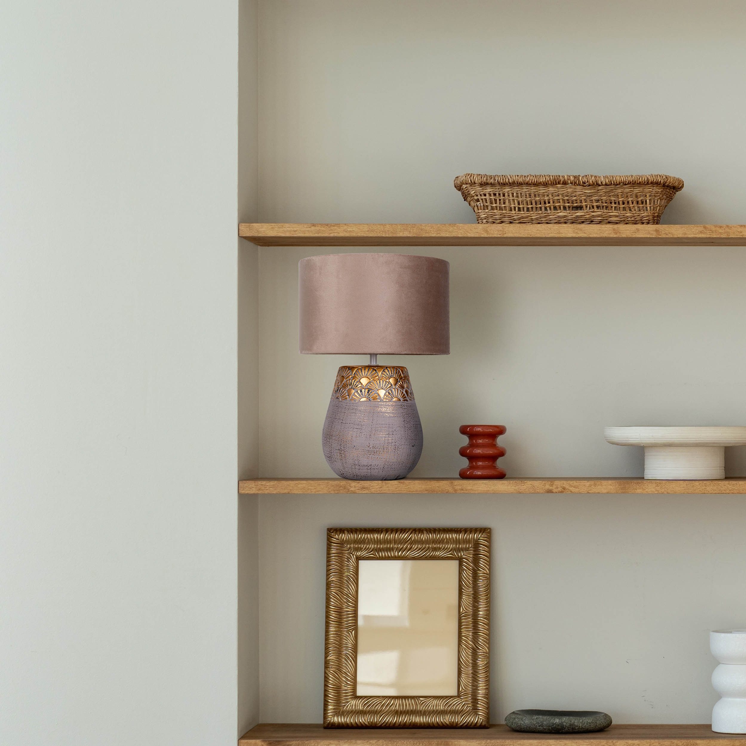 näve Tischleuchte Bronco, ohne Leuchtmittel, Keramikfuß mit goldenem Prägem günstig online kaufen