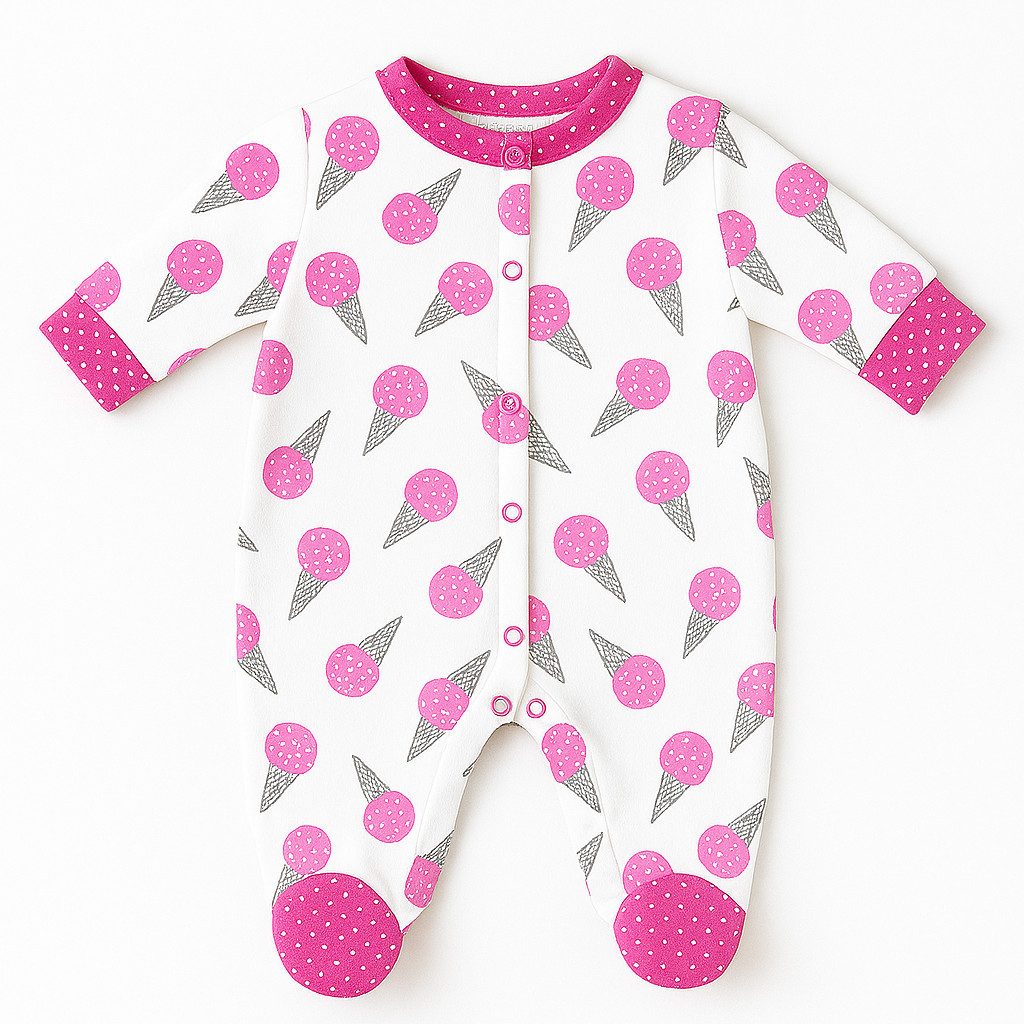 Strampler Baby Strampler mit Fuß, Rosa/Blau, 100% Baumwolle, Jungen/Mädchen