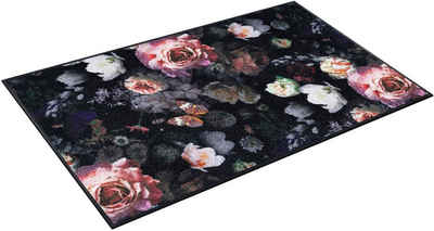 Teppich »Night Roses«, wash+dry by Kleen-Tex, rechteckig, Höhe 7 mm, Motiv Rosen, rutschhemmend, In- und Outdoor geeignet, waschbar