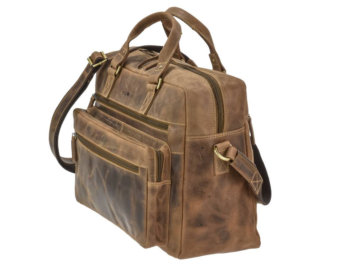 Greenburry Umhängetasche "Vintage" Business Tasche 42x32cm antik braun, used Look, Businesstasche, für Herren, für Damen